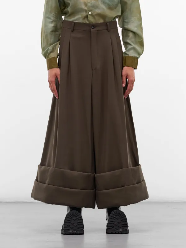 Wool Wide Leg Cuffed Trousers (PP-P005-W25-KHAKI) sold by lorenzo