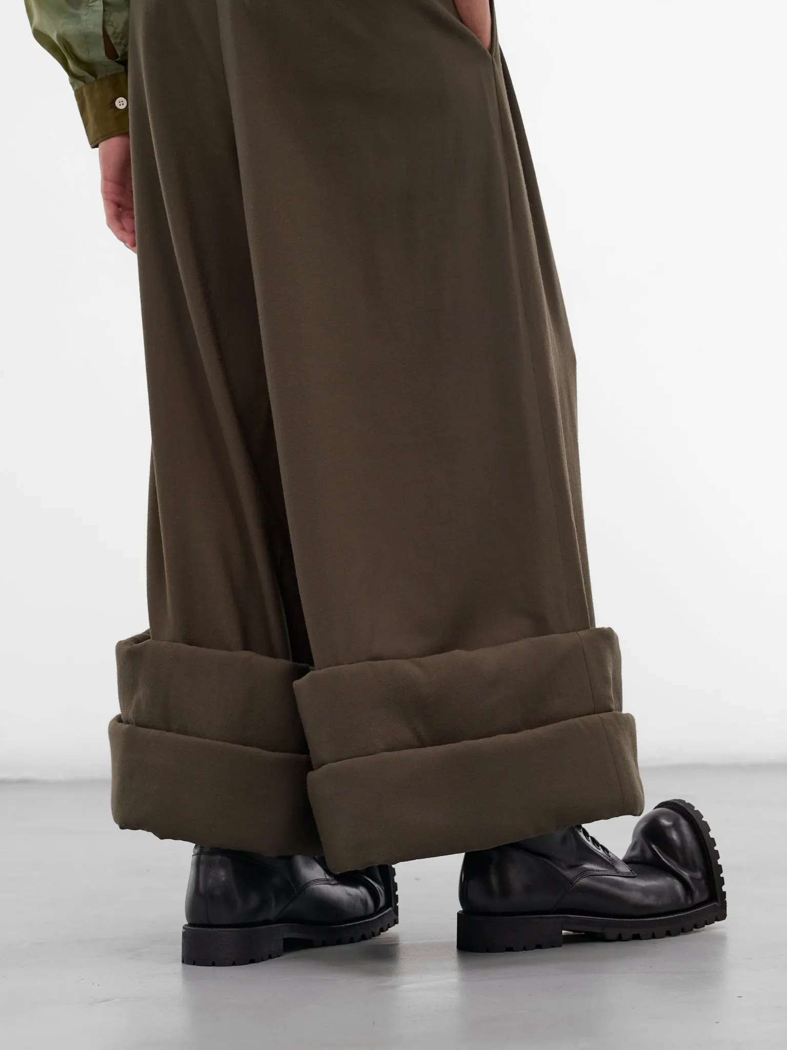 Wool Wide Leg Cuffed Trousers (PP-P005-W25-KHAKI) sold by lorenzo product image thumbnail 5