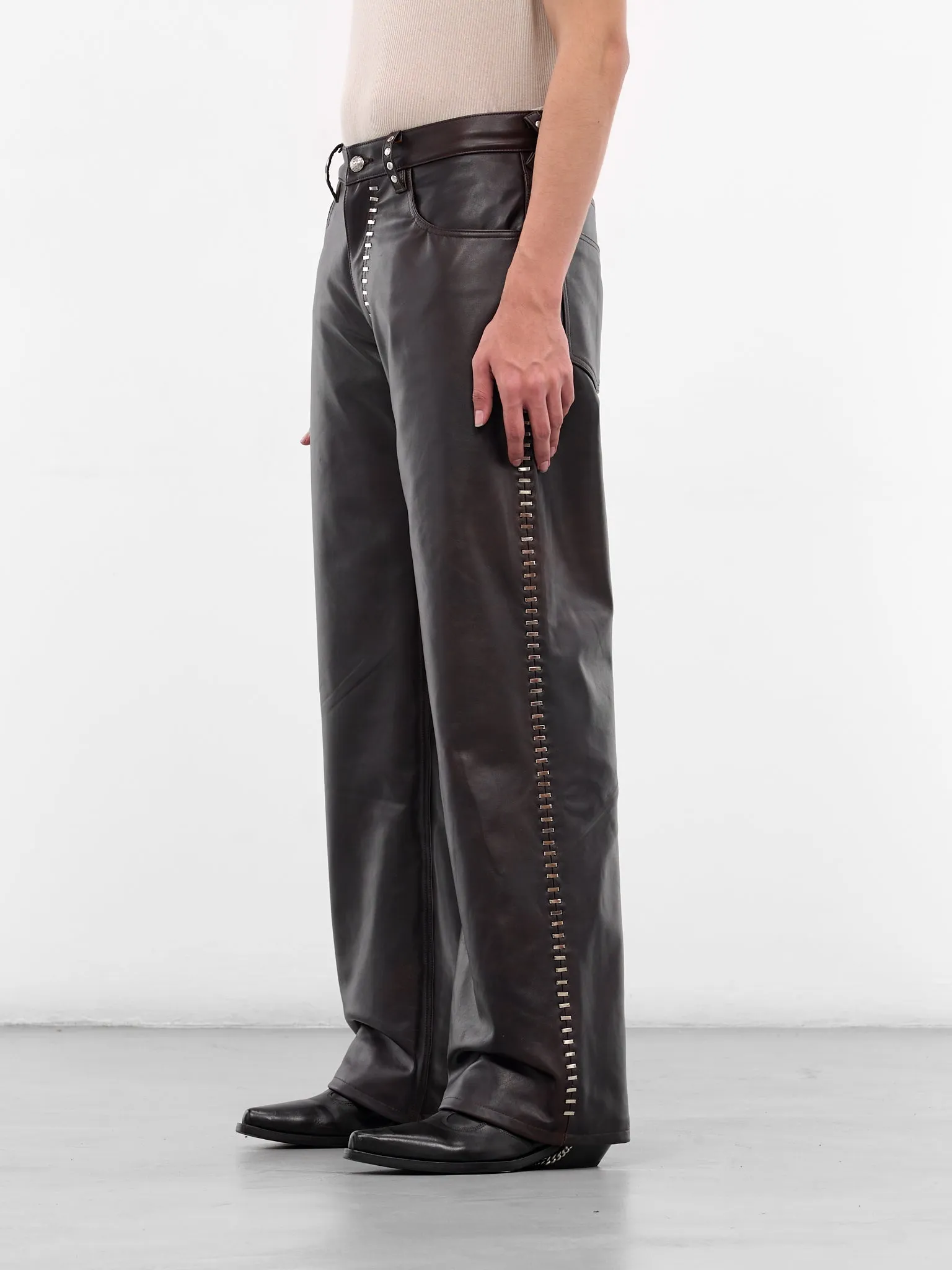 Brown Spitfire Leather Trousers (SPITFIRE-COW-HYDE-BROWN) sold by lorenzo product image thumbnail 2
