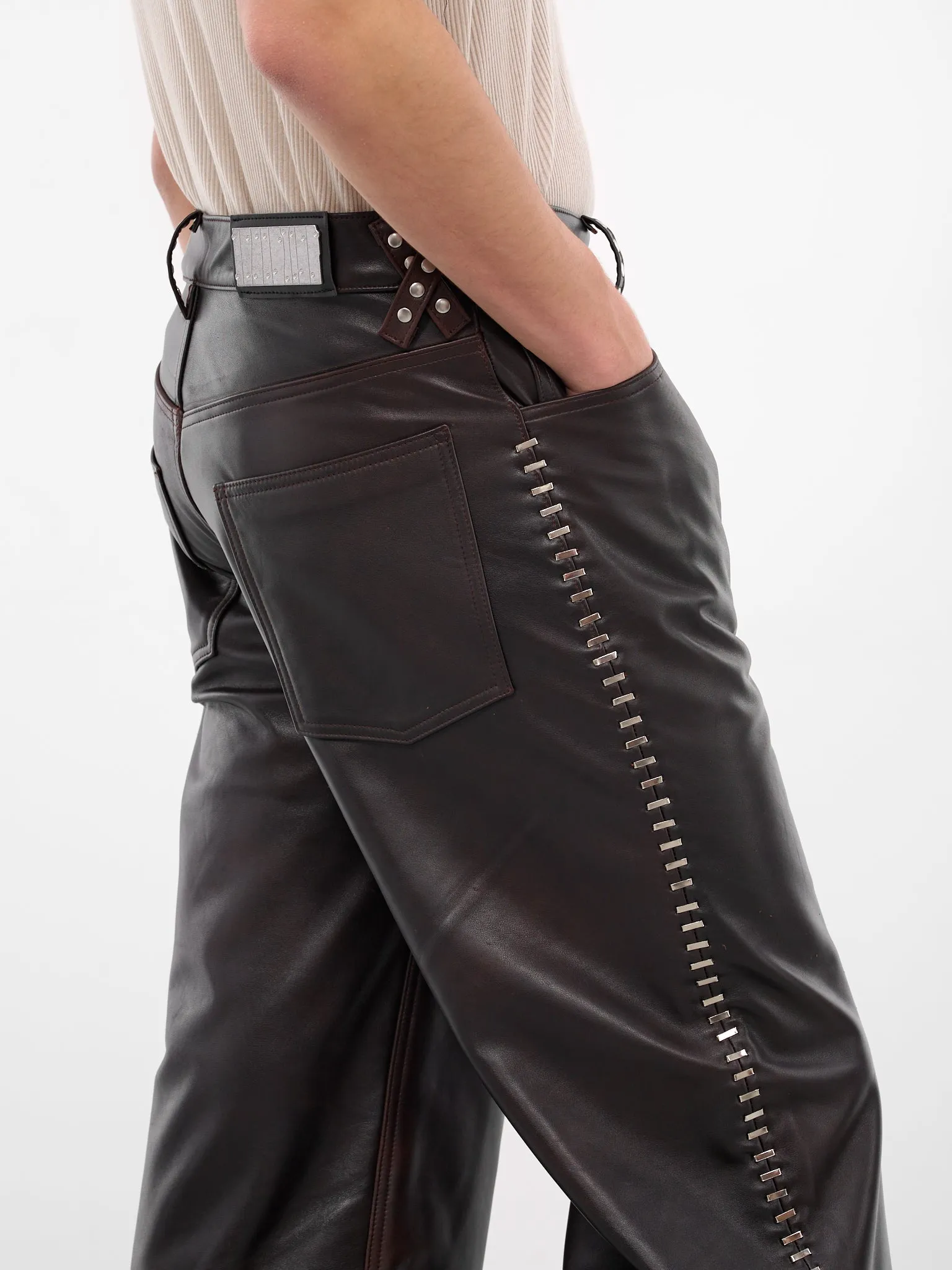 Brown Spitfire Leather Trousers (SPITFIRE-COW-HYDE-BROWN) sold by lorenzo product image thumbnail 5