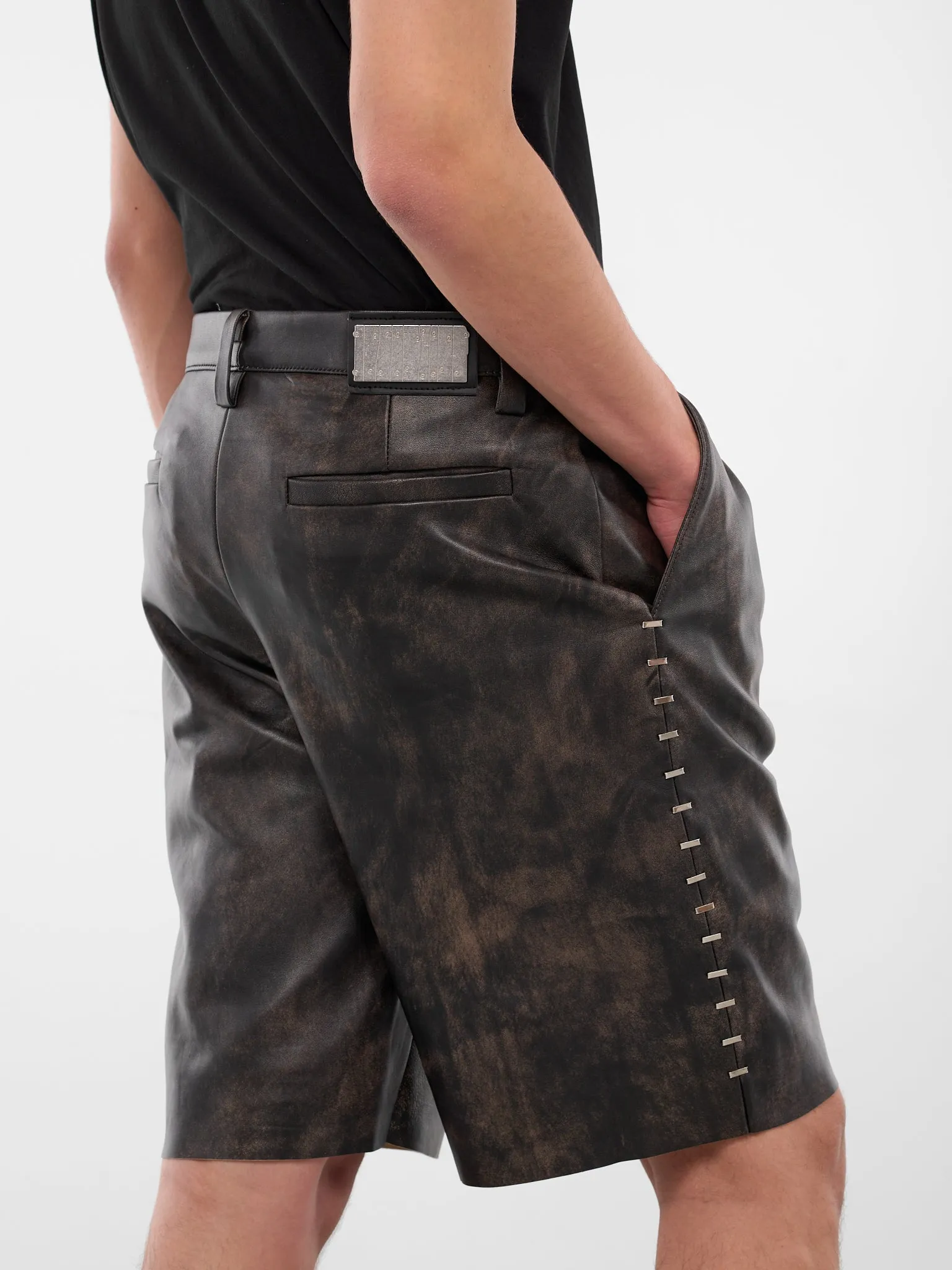 Brown Business Leather Shorts (BUSINESS-LEATHER-SHORT-BROWN) sold by lorenzo product image thumbnail 5