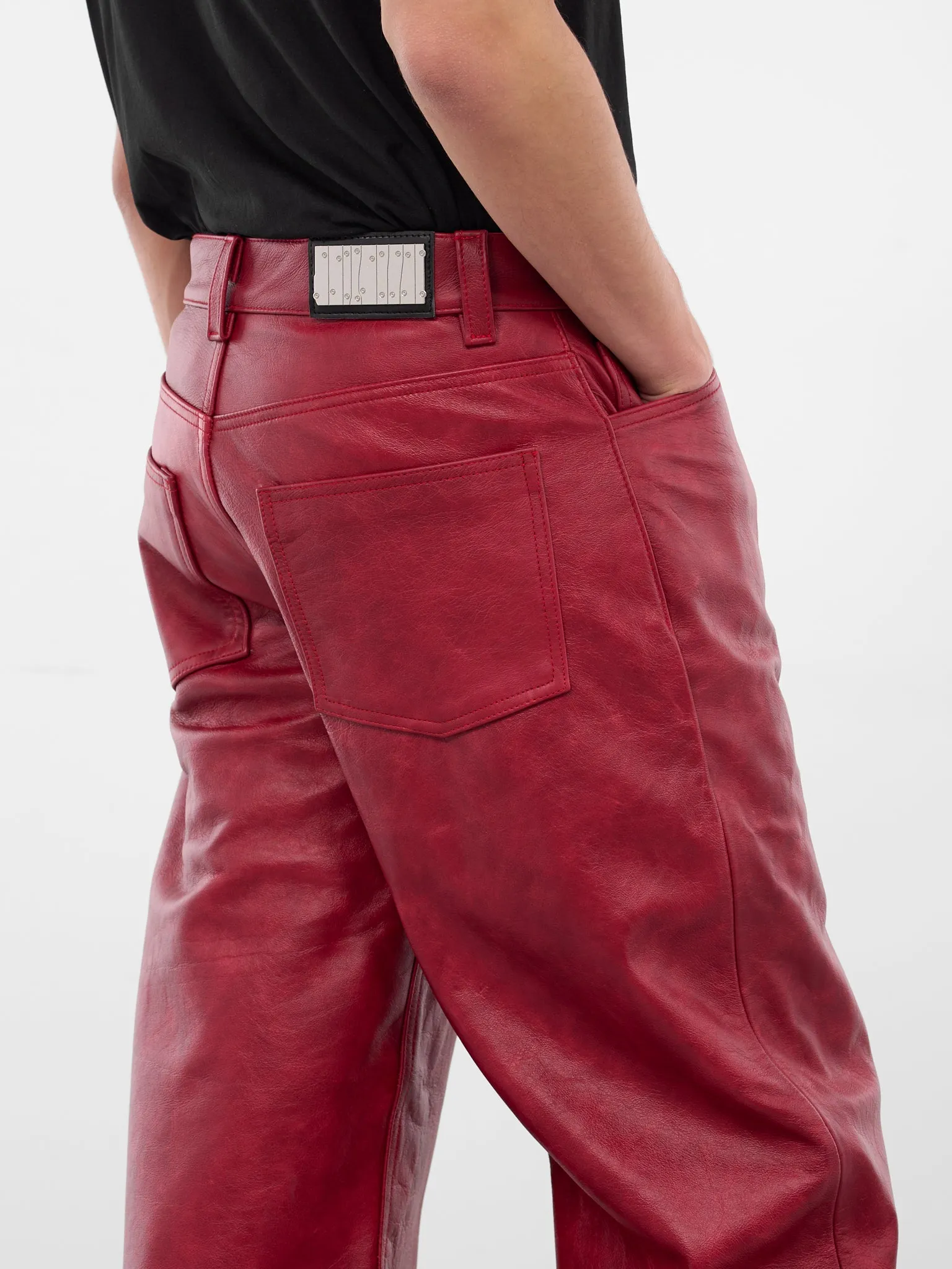Red Burnout Leather Trousers (BOURNOUT-RED) sold by lorenzo product image thumbnail 5