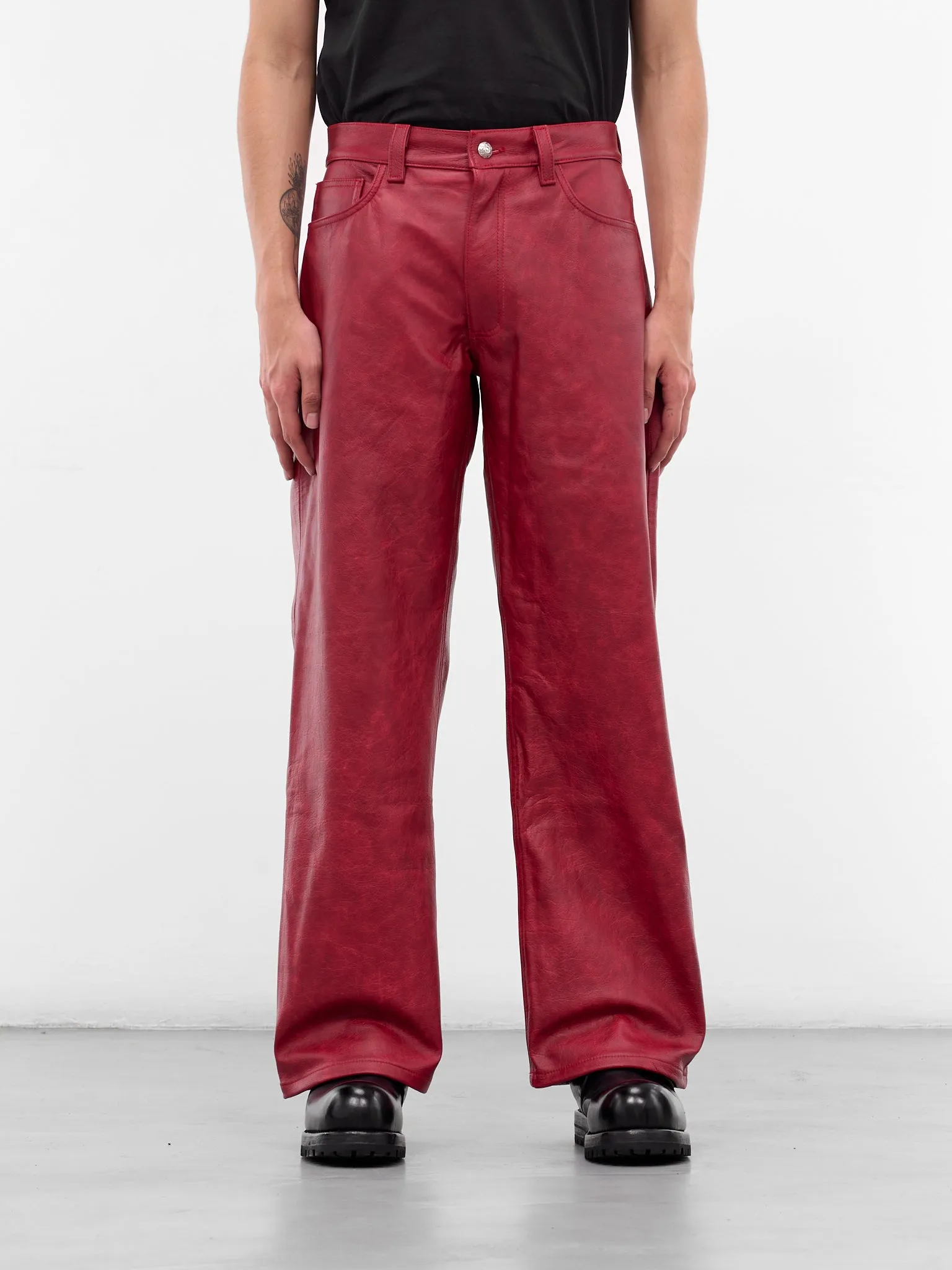 Red Burnout Leather Trousers (BOURNOUT-RED) sold by lorenzo