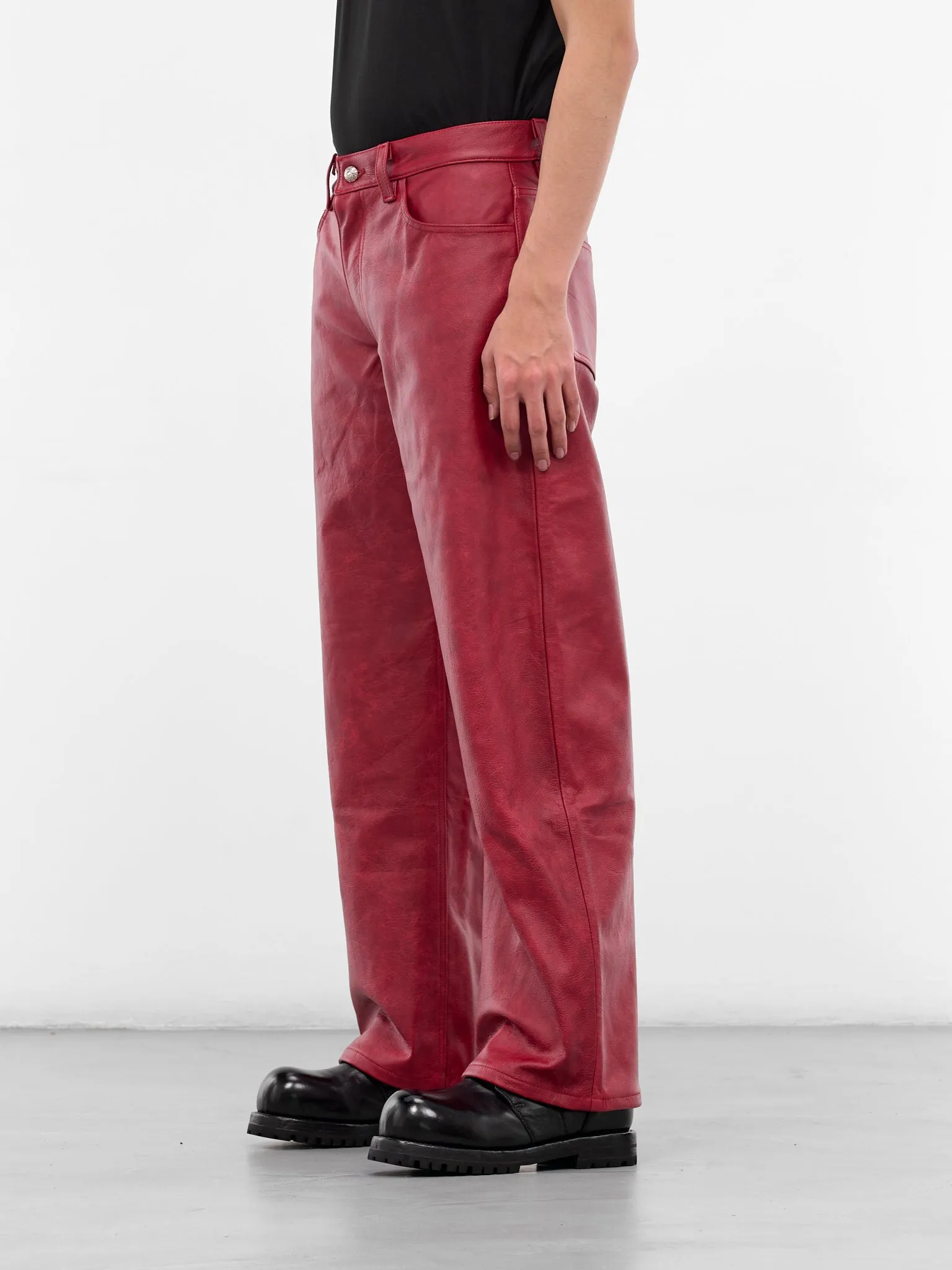Red Burnout Leather Trousers (BOURNOUT-RED) sold by lorenzo product image thumbnail 2