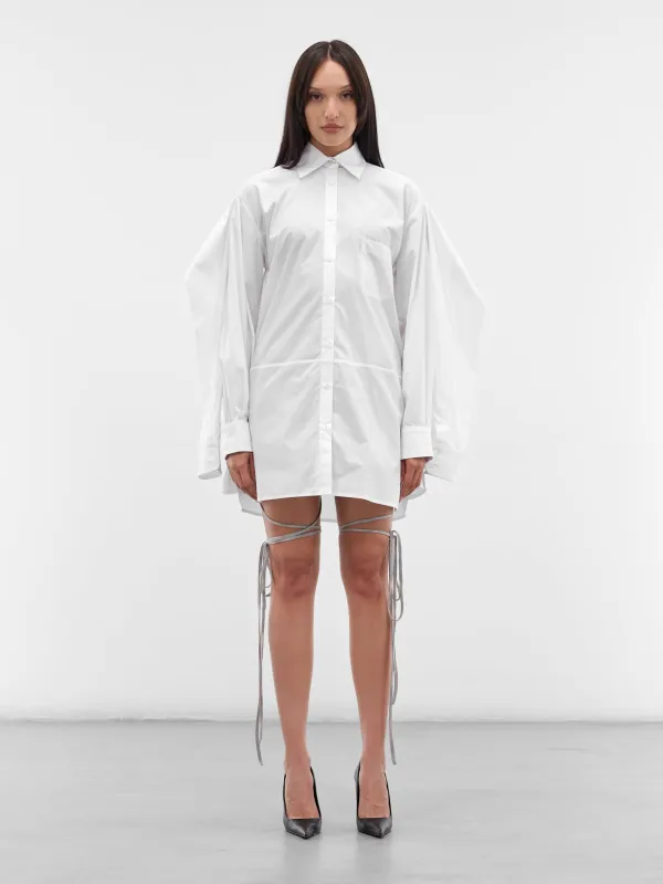 White Sentinel Draped Sleeve Shirt (SH01-W13-111-WHITE) sold by lorenzo