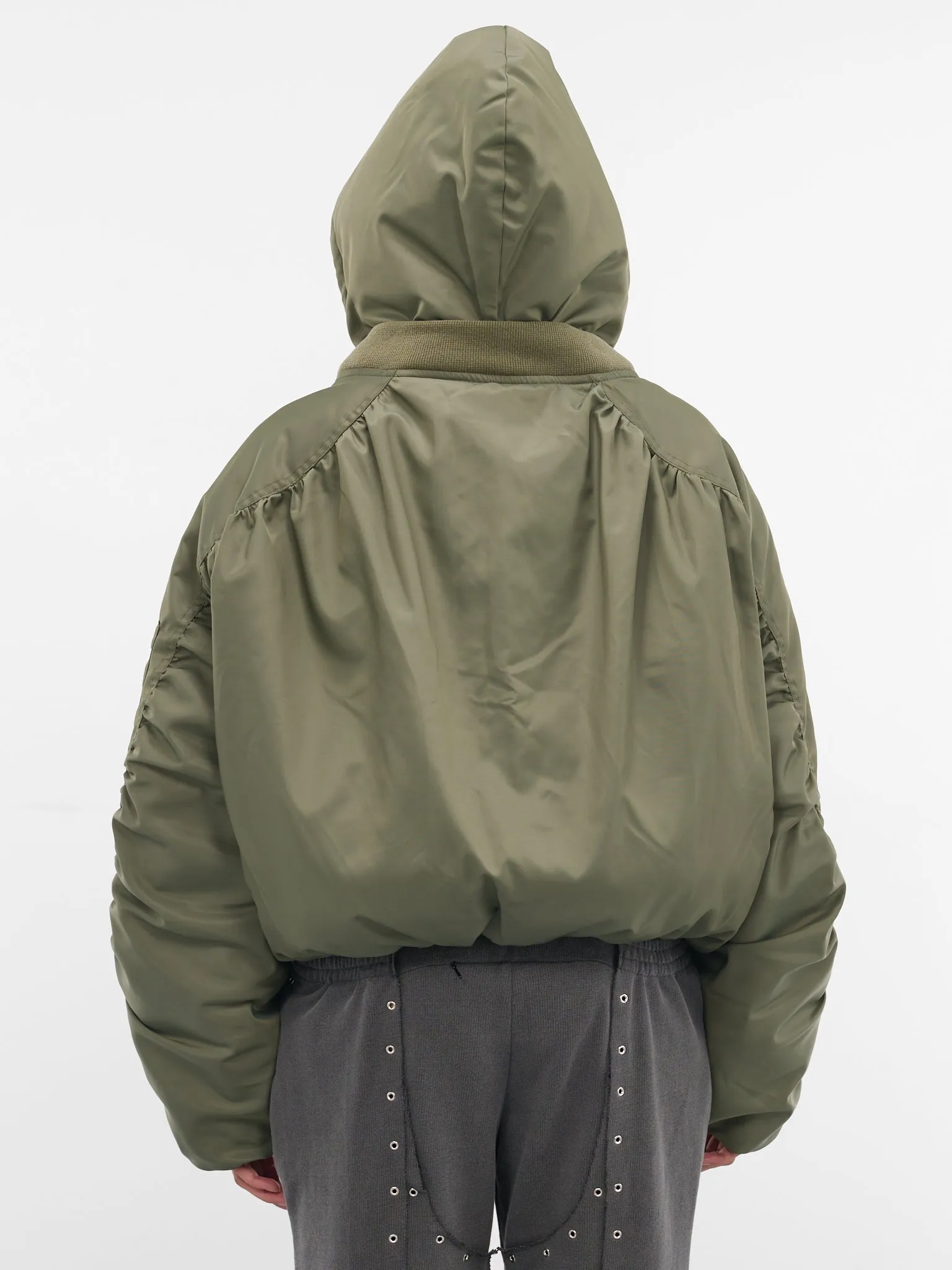 Green Layered Halter Nylon Bomber (OW01-W03-699-DARK-GREEN) sold by lorenzo product image thumbnail 3