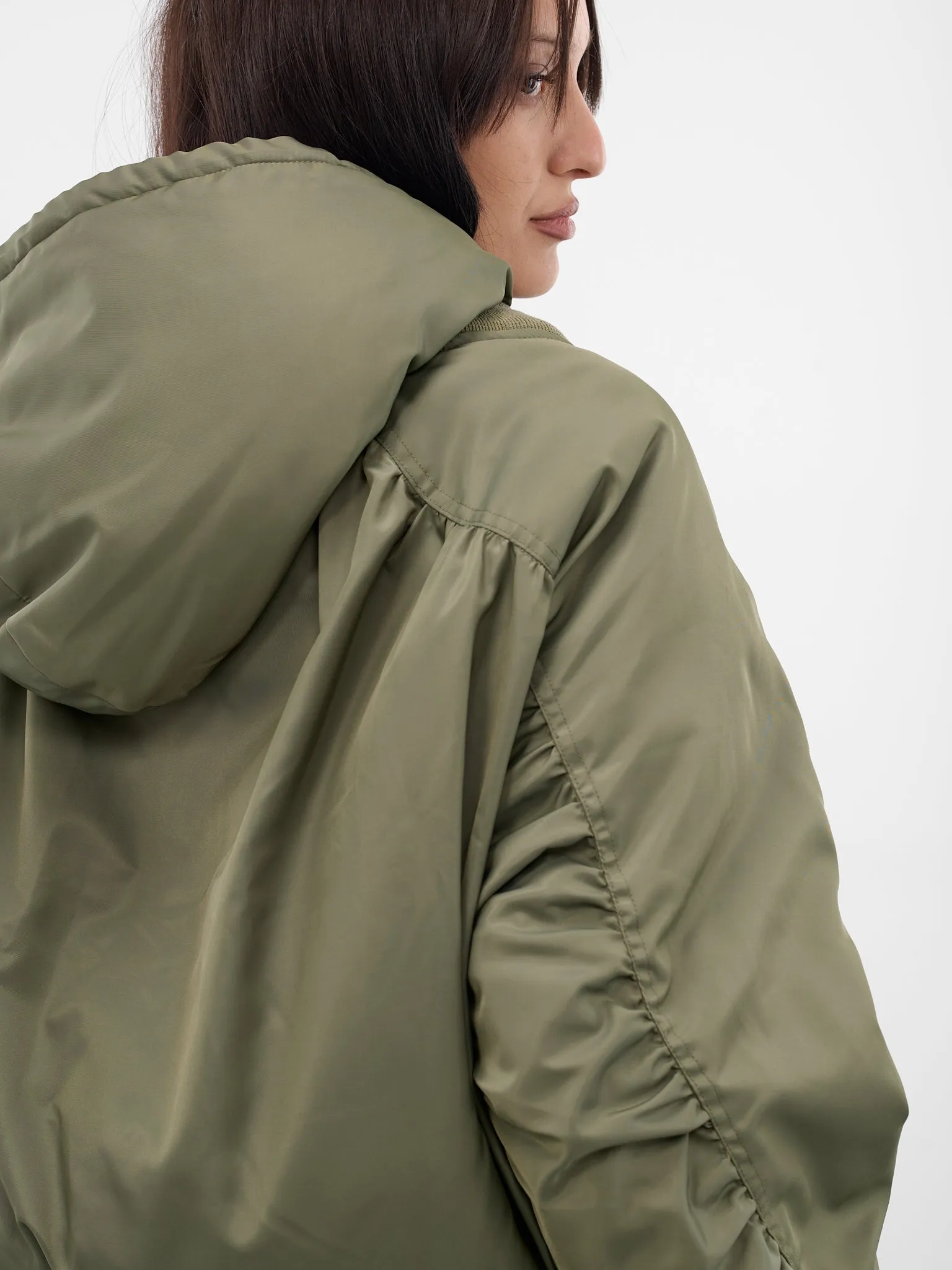 Green Layered Halter Nylon Bomber (OW01-W03-699-DARK-GREEN) sold by lorenzo product image thumbnail 4