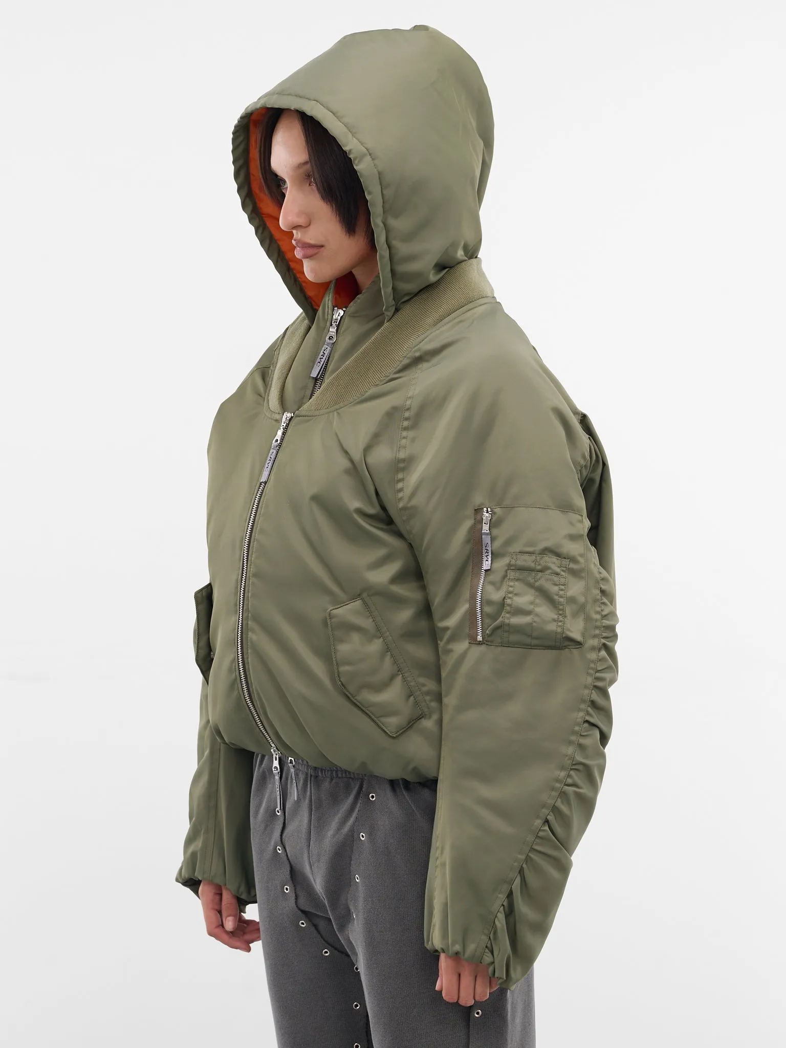 Green Layered Halter Nylon Bomber (OW01-W03-699-DARK-GREEN) sold by lorenzo product image thumbnail 2