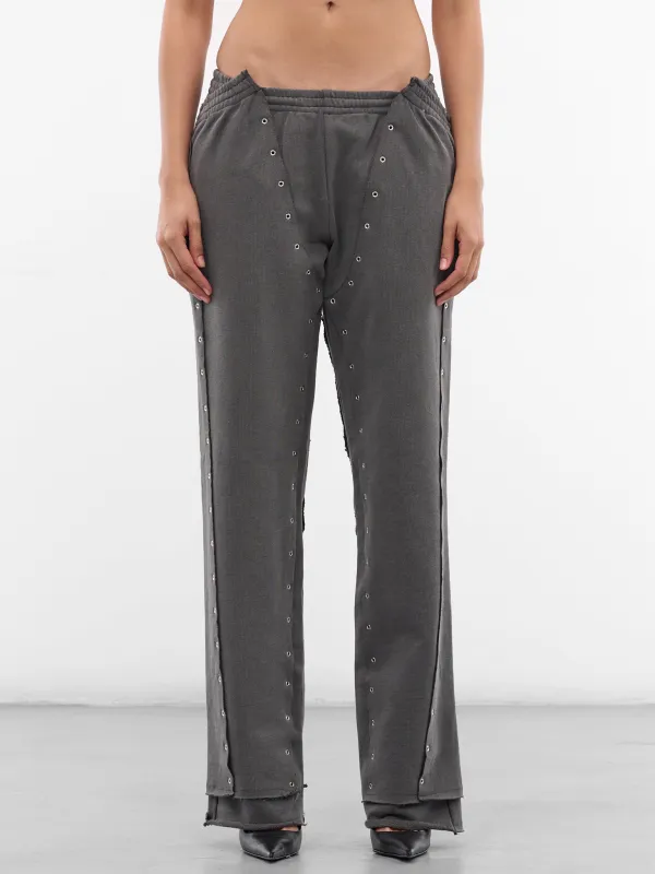 Gray Deconstructed Eyelet Sweatpants (JB05-J04-985-BLACK) sold by lorenzo