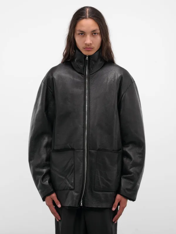 Black Sheep Leather Shearling Jacket (ST-1222-BLACK) sold by lorenzo