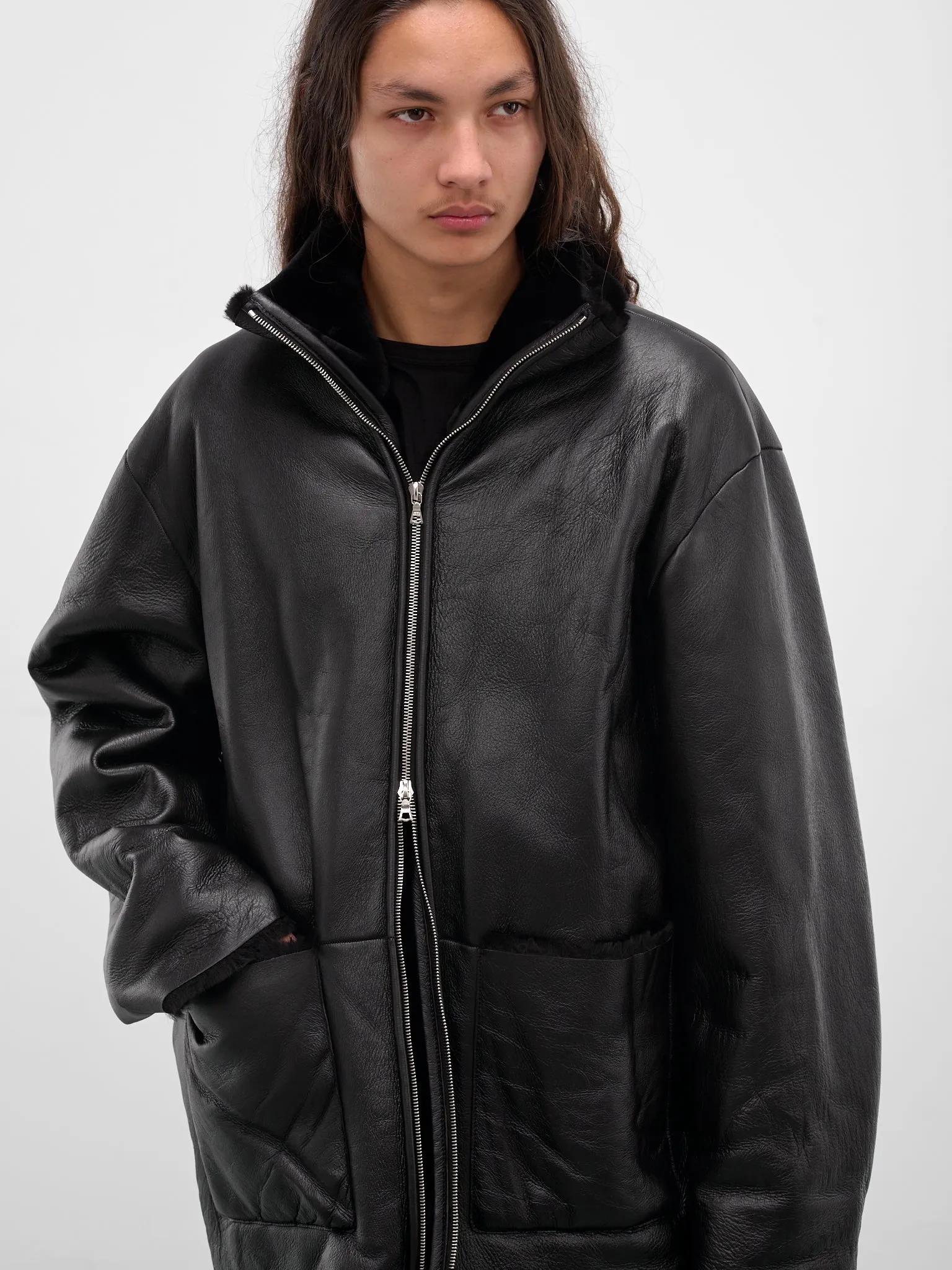 Black Sheep Leather Shearling Jacket (ST-1222-BLACK) sold by lorenzo product image thumbnail 4