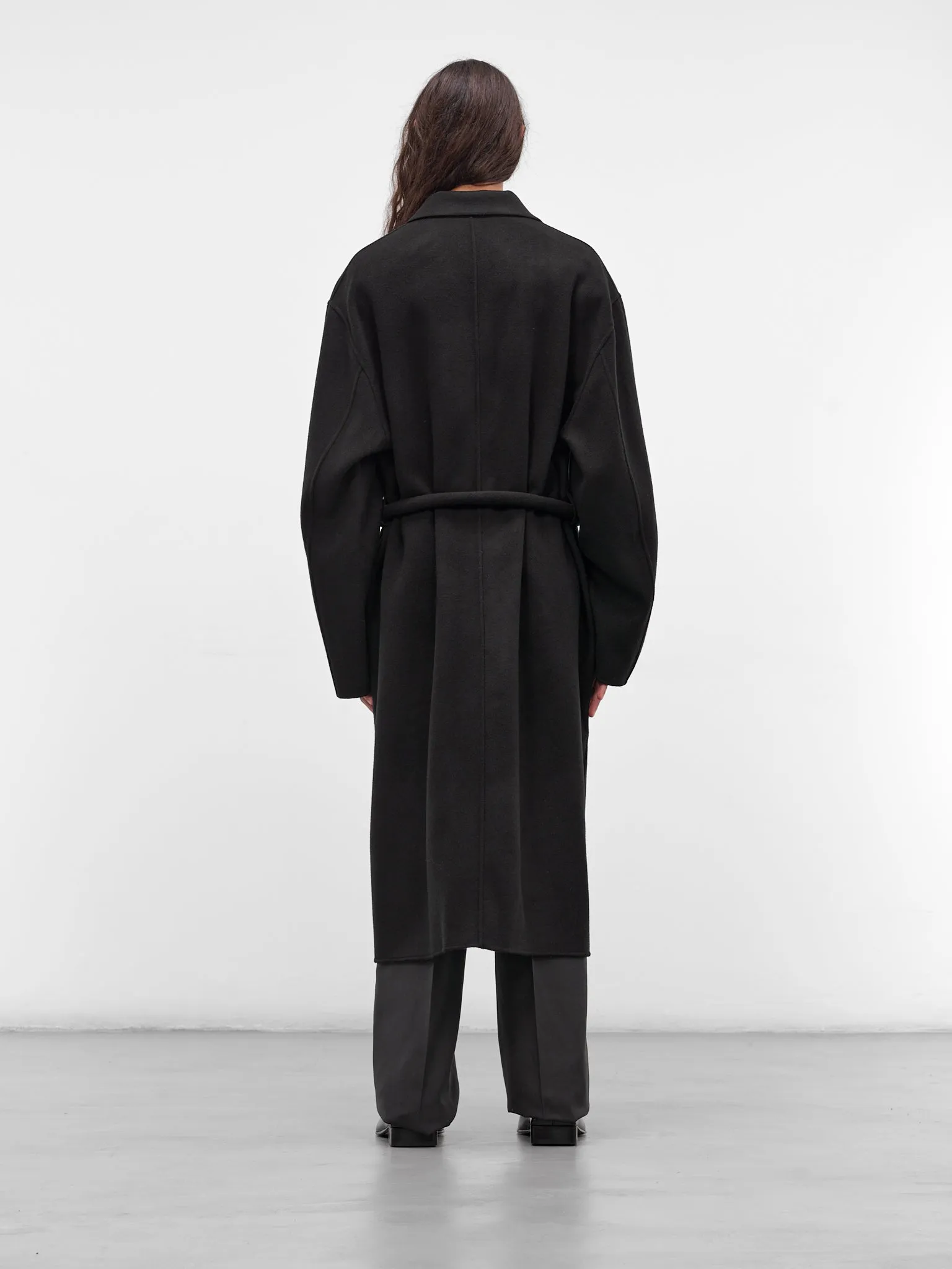 Black Wool-Cashmere Belted Coat (ST-1212-BLACK) sold by lorenzo product image thumbnail 3