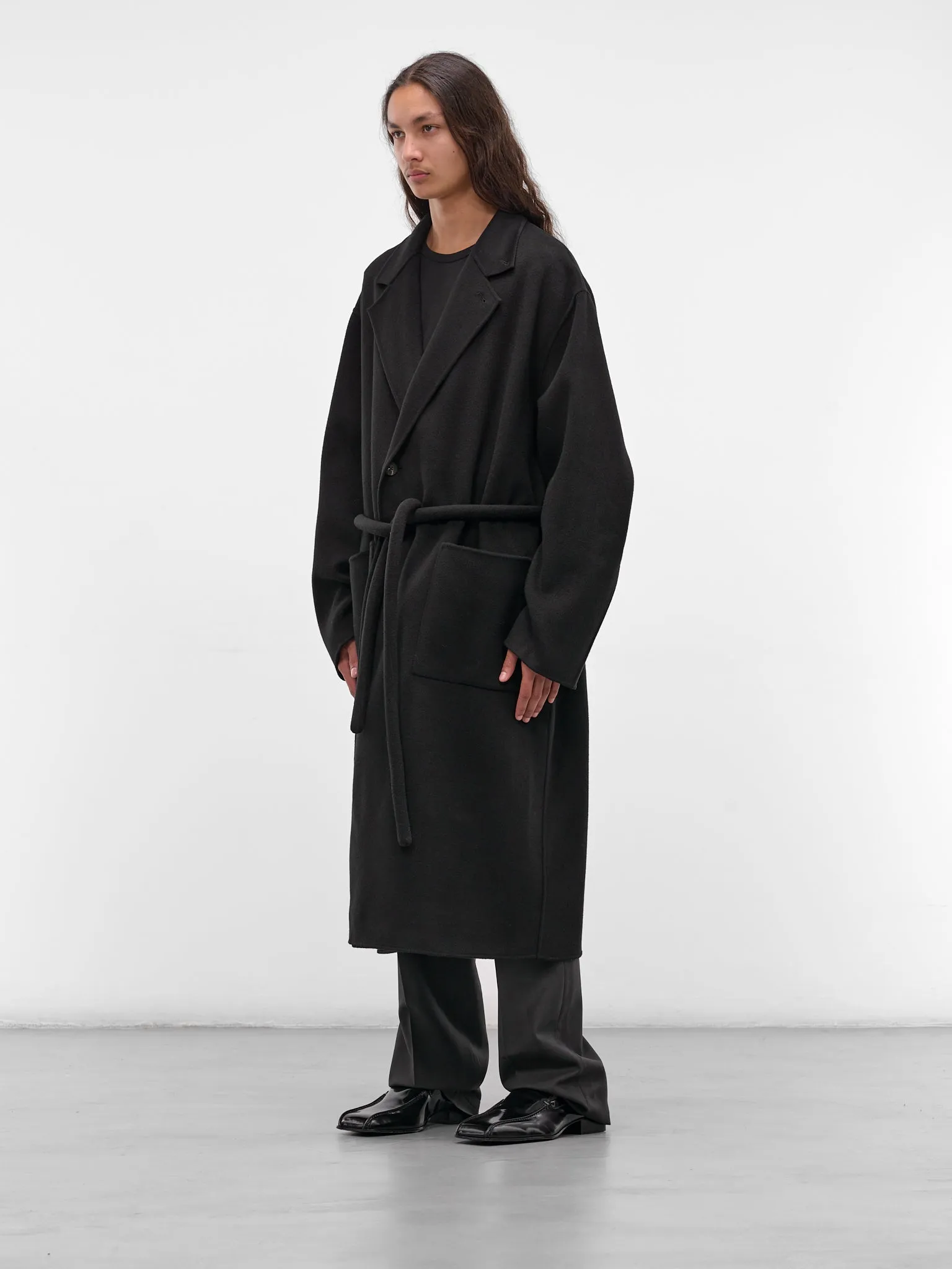 Black Wool-Cashmere Belted Coat (ST-1212-BLACK) sold by lorenzo product image thumbnail 2