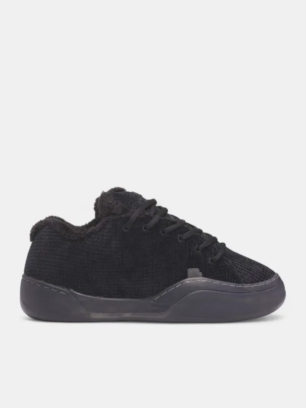 Black Corduroy Skater Vamp Sneakers (ERL11SH01-PIRATE-BLACK) sold by lorenzo