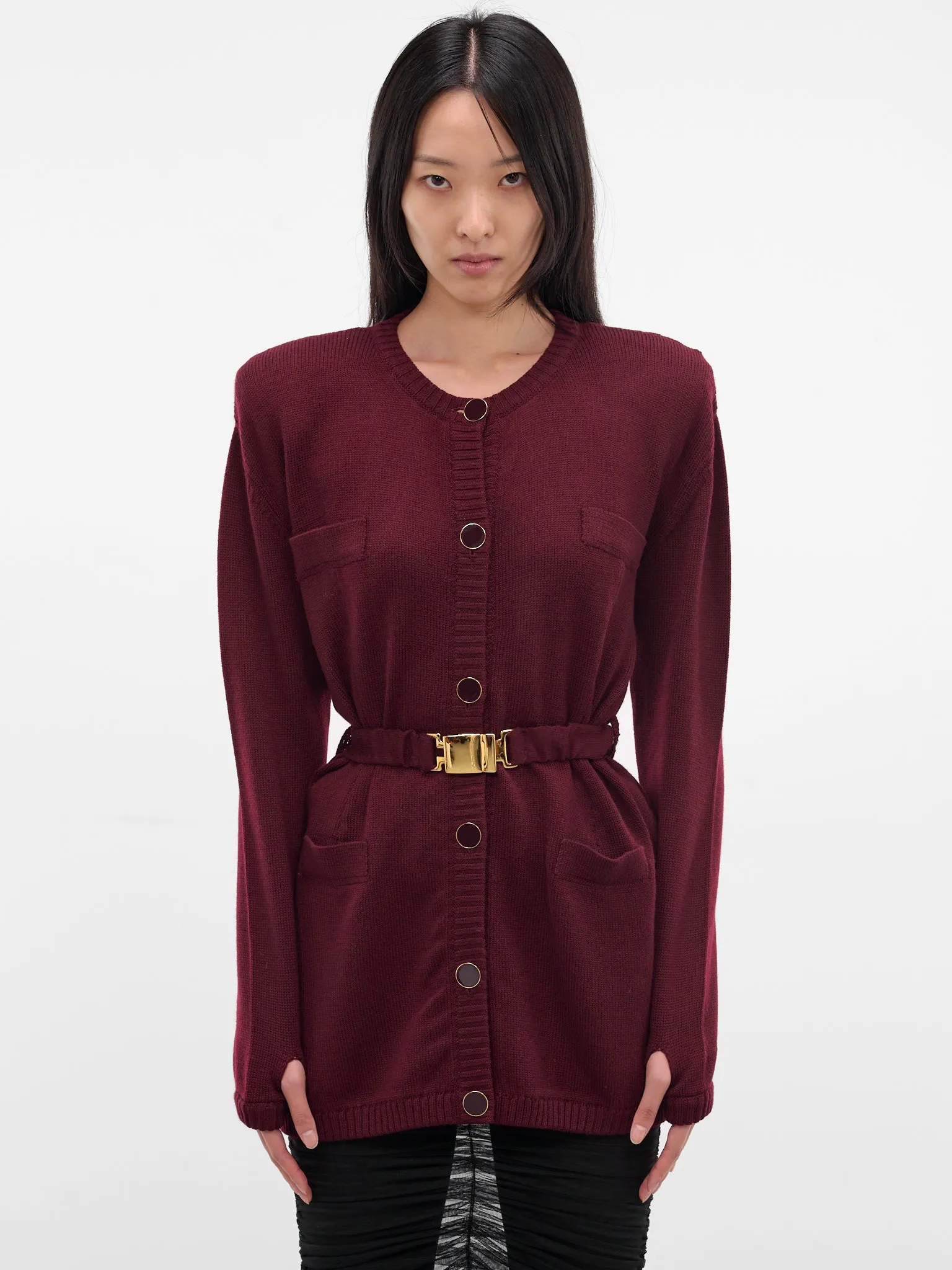 Bordeaux Wool Knit Long Cardigan (K127-BORDEAUX) sold by lorenzo