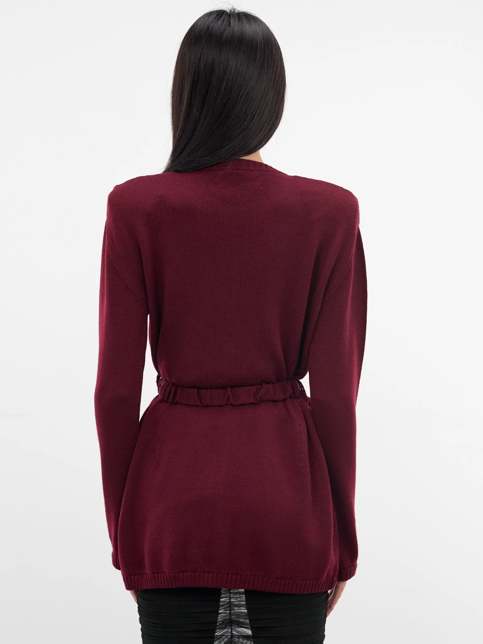 Bordeaux Wool Knit Long Cardigan (K127-BORDEAUX) sold by lorenzo product image thumbnail 3