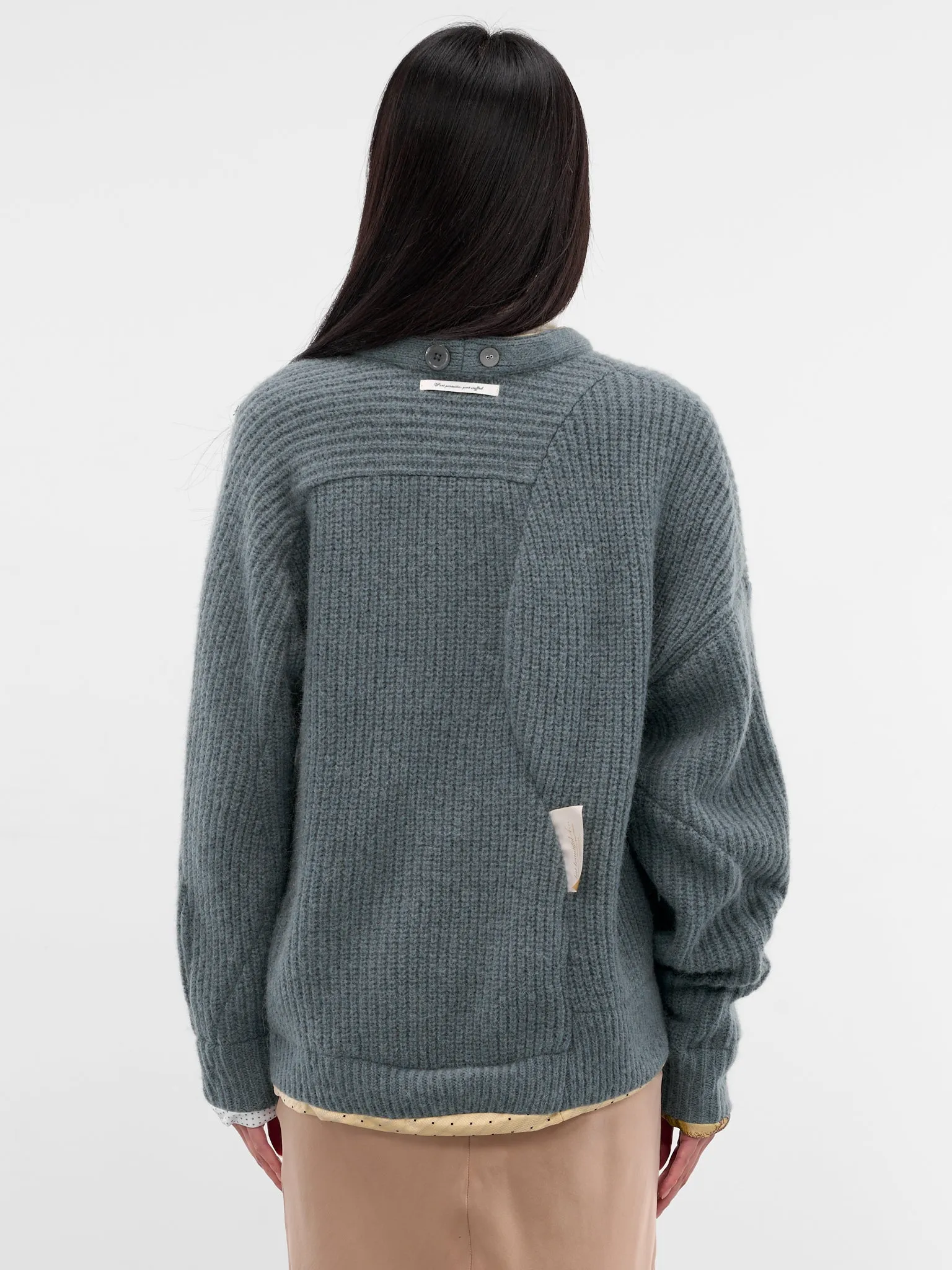 Blue Asymmetric Alpaca Knit Cardigan (UC2E1902-BLUE-GRAY) sold by lorenzo product image thumbnail 3