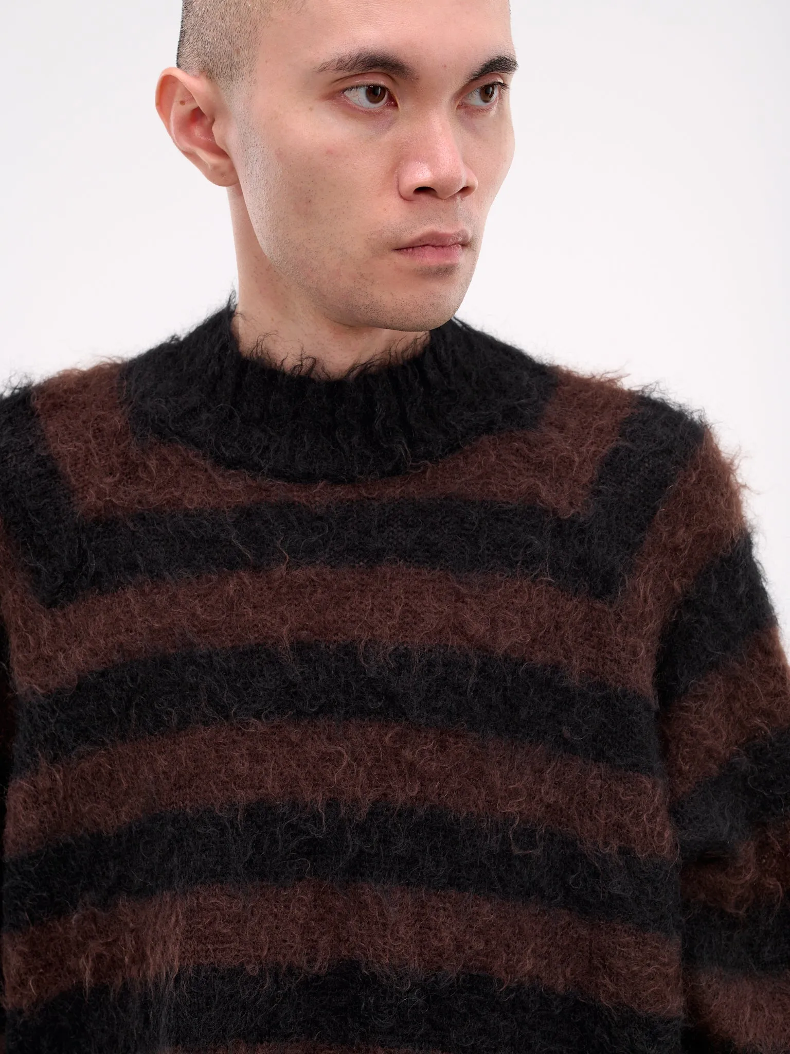Mohair Striped Knit Sweater (UC2E4904-1-BLACK-BORDER) sold by lorenzo product image thumbnail 4