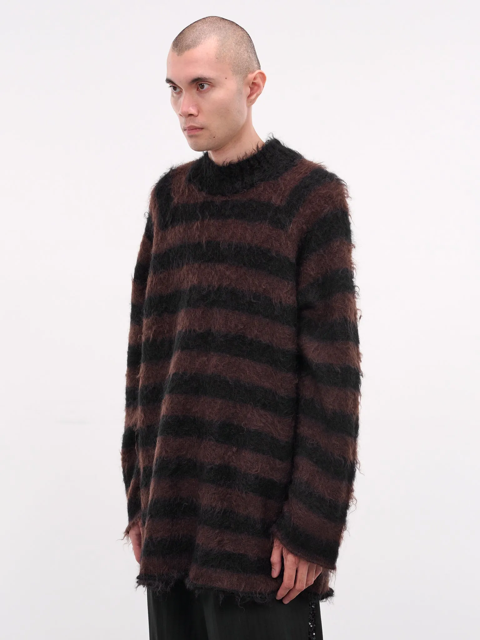 Mohair Striped Knit Sweater (UC2E4904-1-BLACK-BORDER) sold by lorenzo product image thumbnail 2