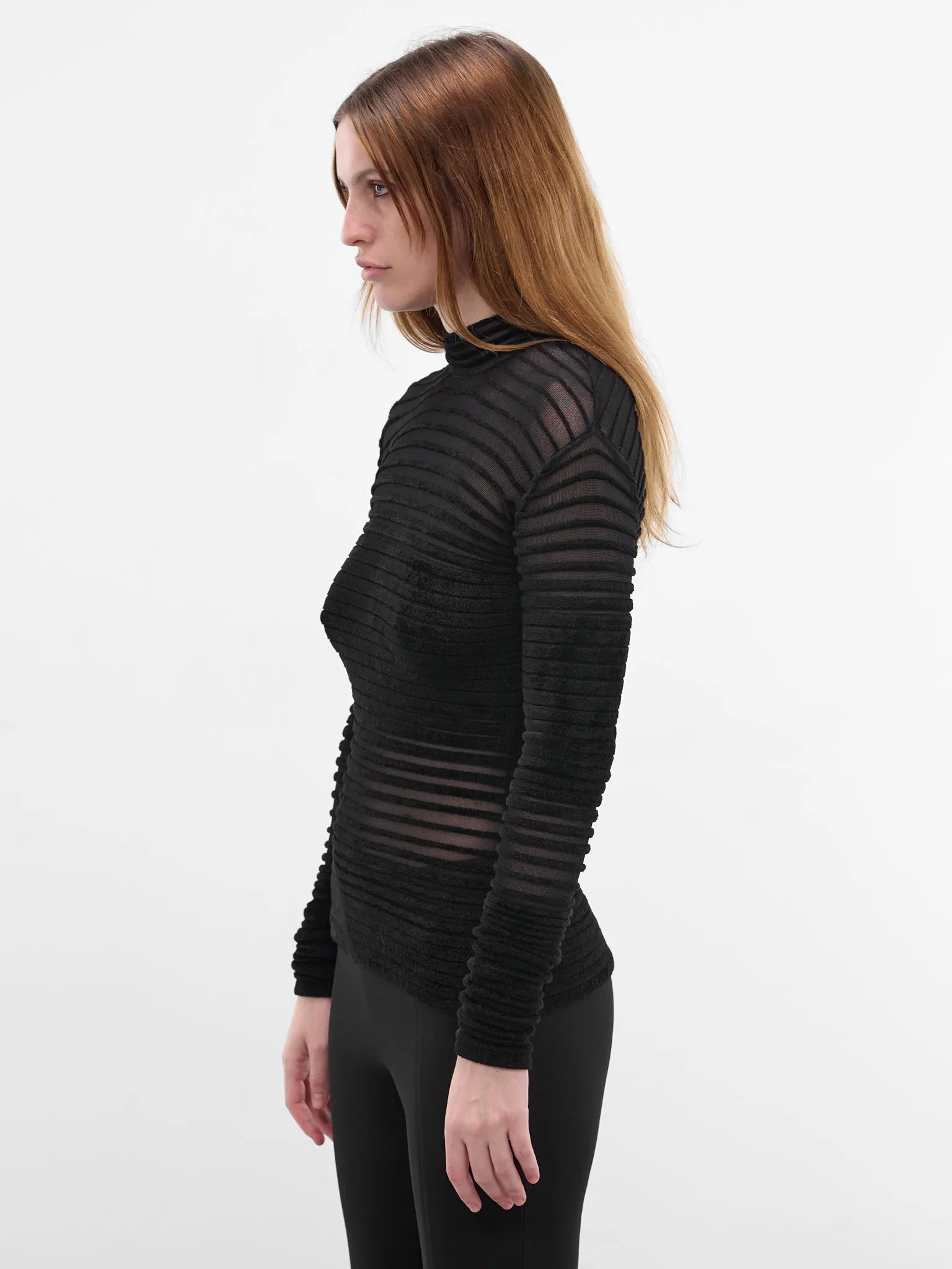 Black Gradient Chenille Knit Top (COM2TO08351135-BLACK) sold by lorenzo product image thumbnail 2