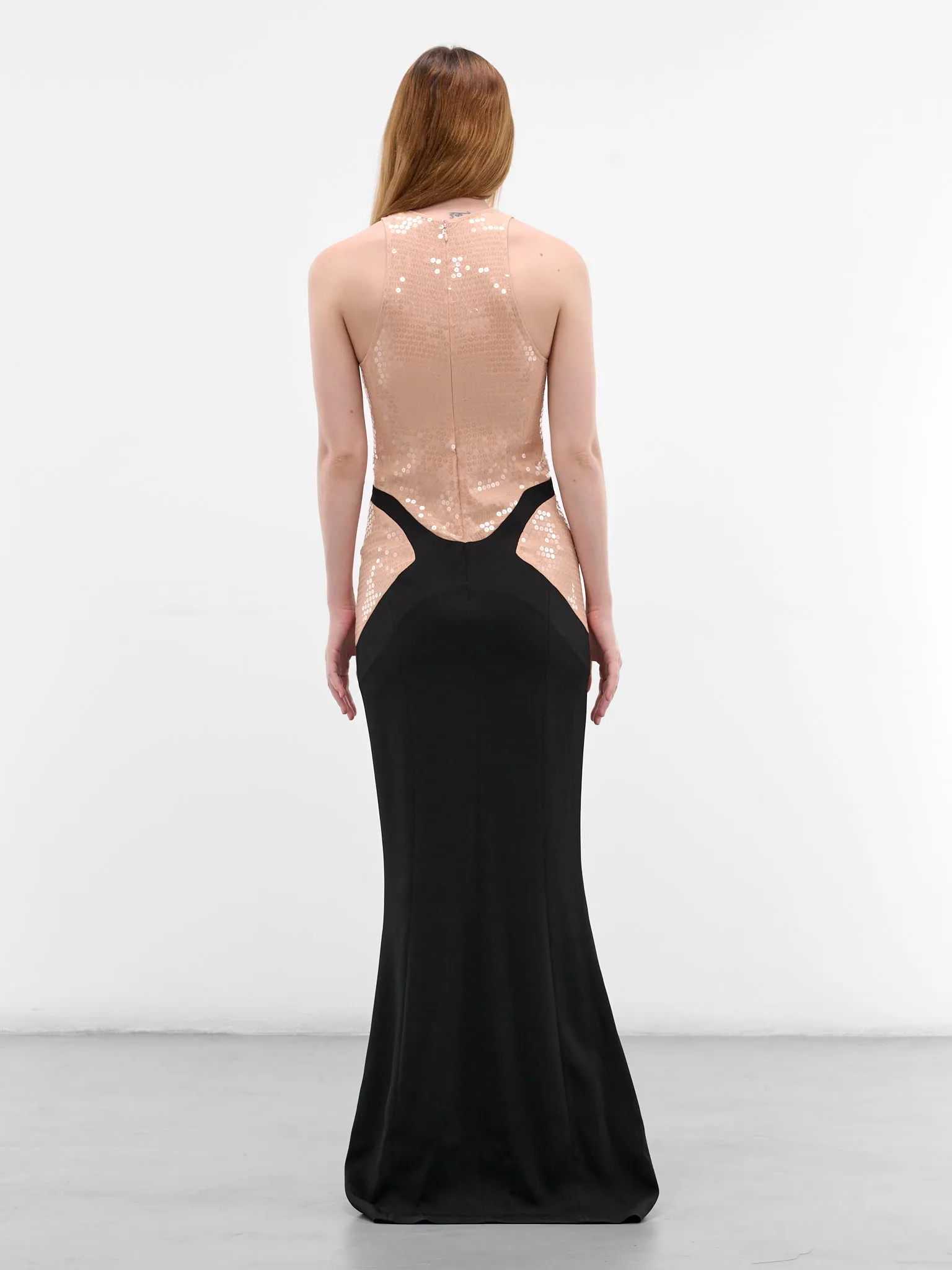 Sequin Trompe L'oeil Skirt Gown (COM1RO17933002-BEIGE-BLACK) sold by lorenzo product image thumbnail 3