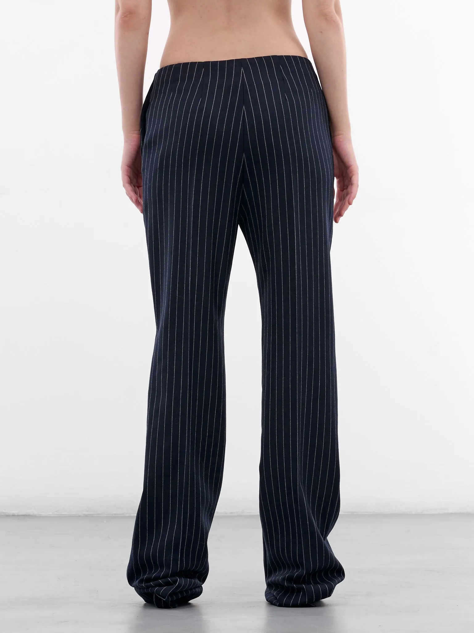 Navy Pinstripe Wool Tailored Trousers (COM1PA05251001-NAVY-WHITE) sold by lorenzo product image thumbnail 3