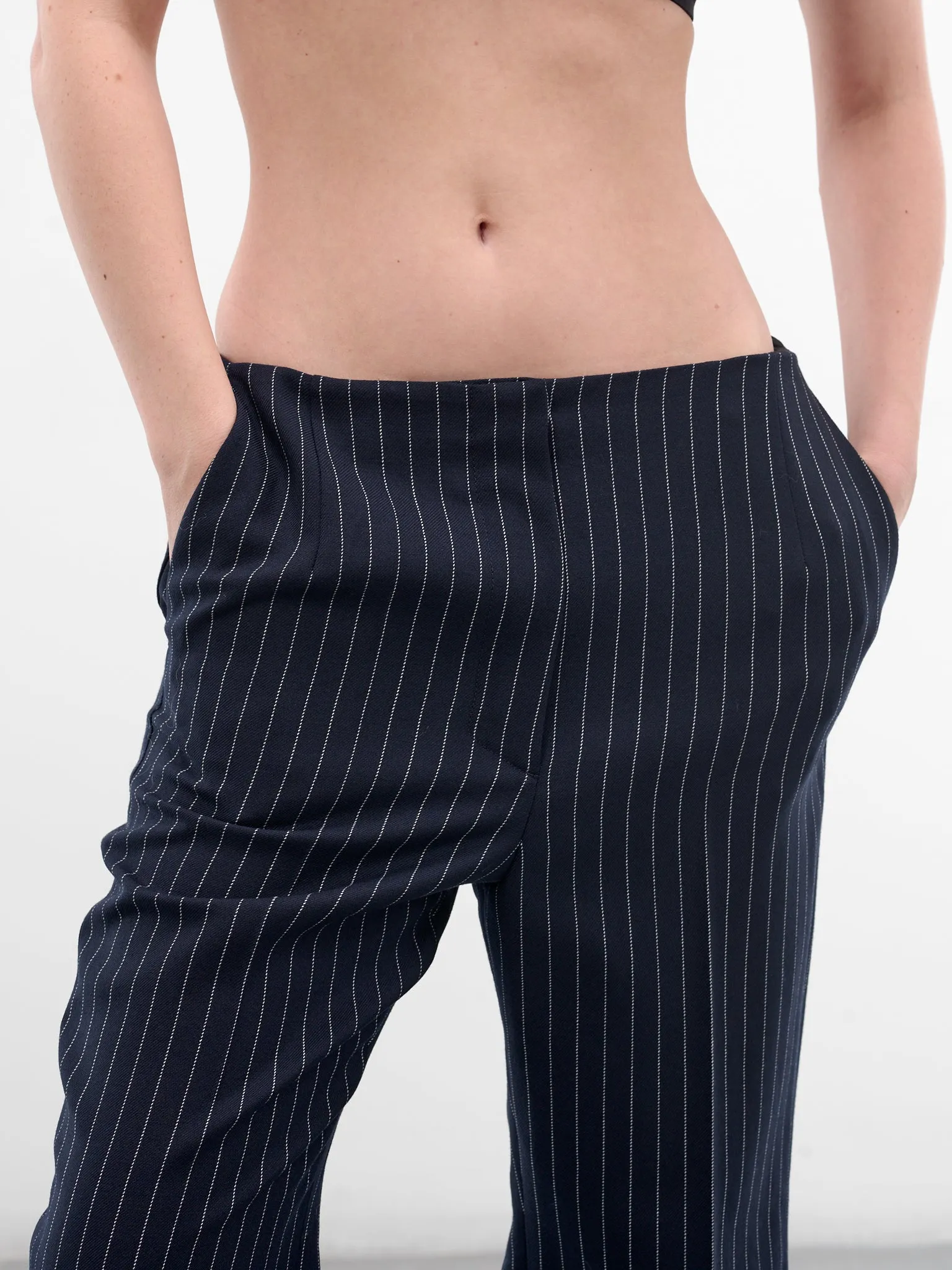 Navy Pinstripe Wool Tailored Trousers (COM1PA05251001-NAVY-WHITE) sold by lorenzo product image thumbnail 4