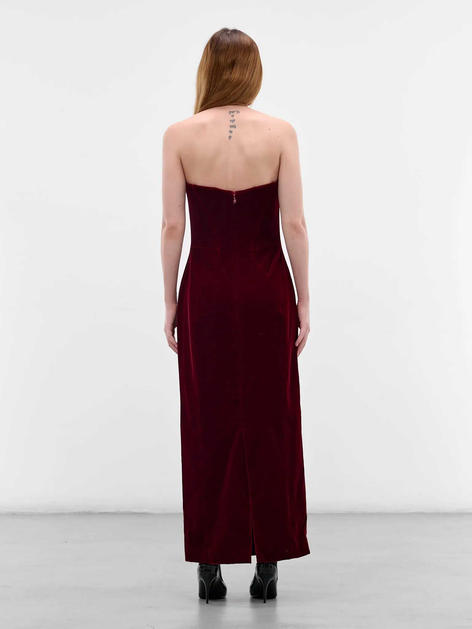 Burgundy Velvet Spike Maxi Dress (25F1R01708477-BLOOD-RED) sold by lorenzo product image thumbnail 3