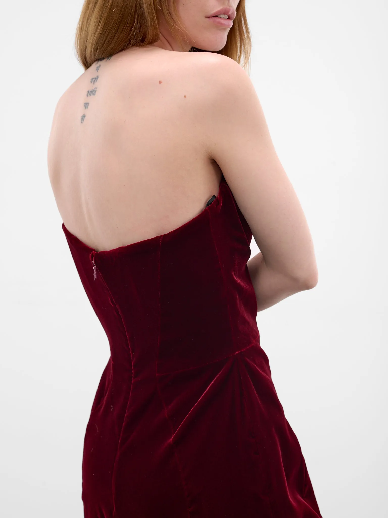 Burgundy Velvet Spike Maxi Dress (25F1R01708477-BLOOD-RED) sold by lorenzo product image thumbnail 5
