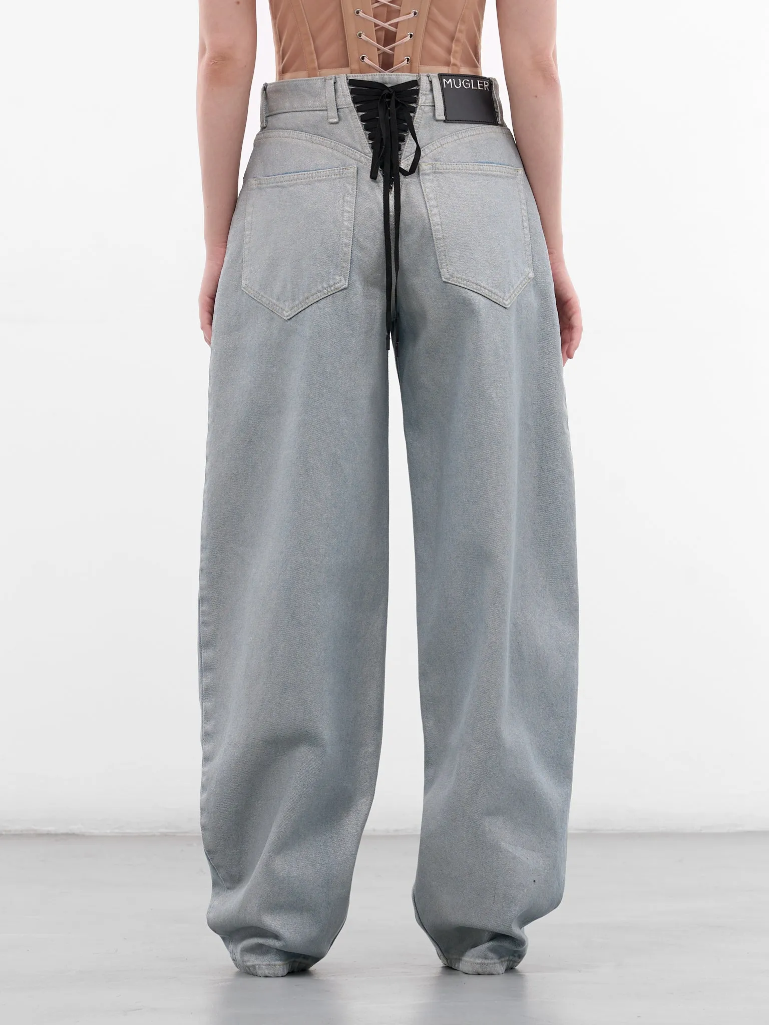 Blue Denim Lace-Up Baggy Jeans (25F6PA04872022-MEDIUM-BLUE) sold by lorenzo product image thumbnail 3