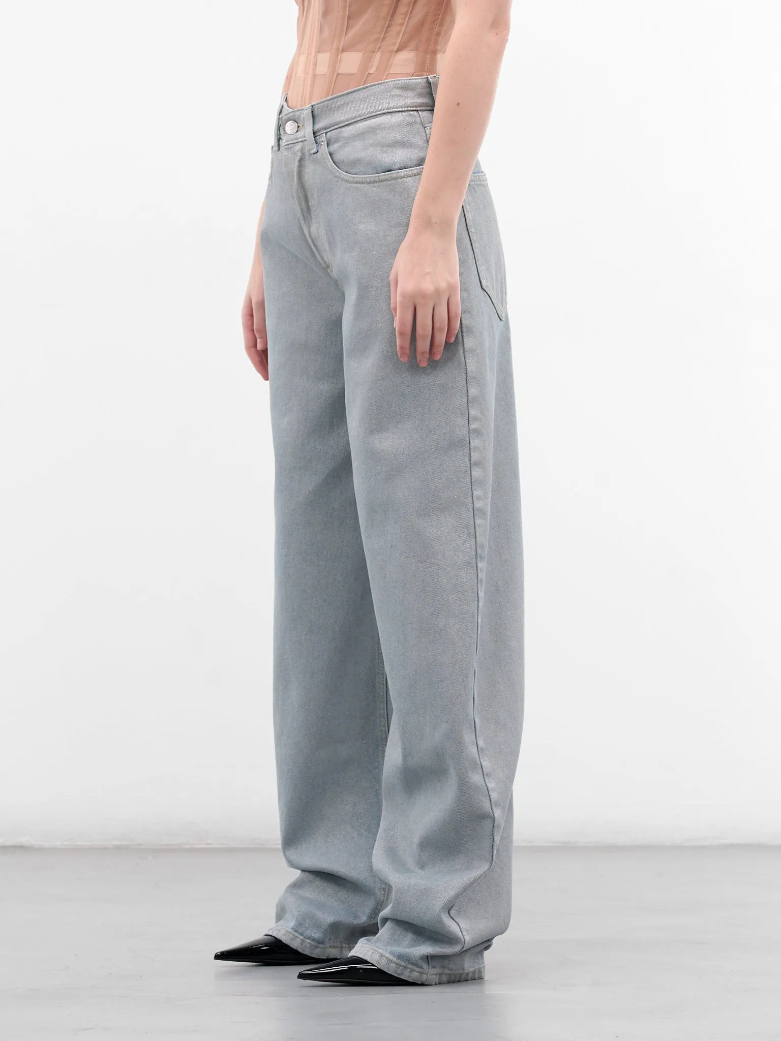 Blue Denim Lace-Up Baggy Jeans (25F6PA04872022-MEDIUM-BLUE) sold by lorenzo product image thumbnail 2