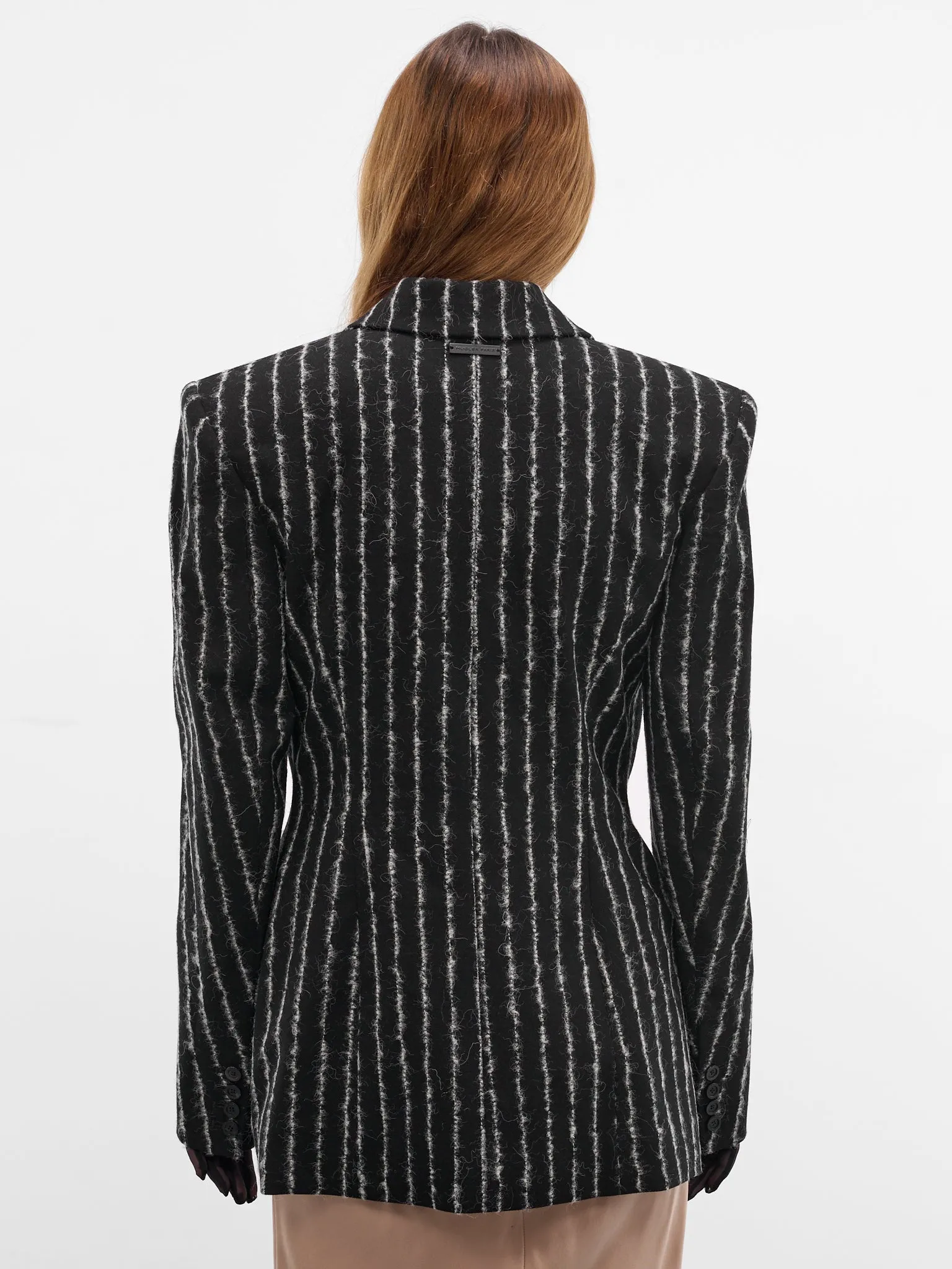 Black Tailored Pinstripe Blazer (25F1VE0472198-BLACK) sold by lorenzo product image thumbnail 3