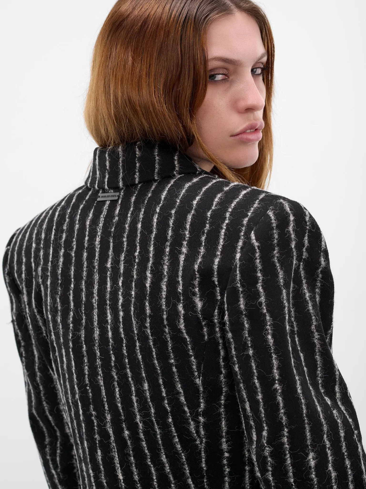 Black Tailored Pinstripe Blazer (25F1VE0472198-BLACK) sold by lorenzo product image thumbnail 5