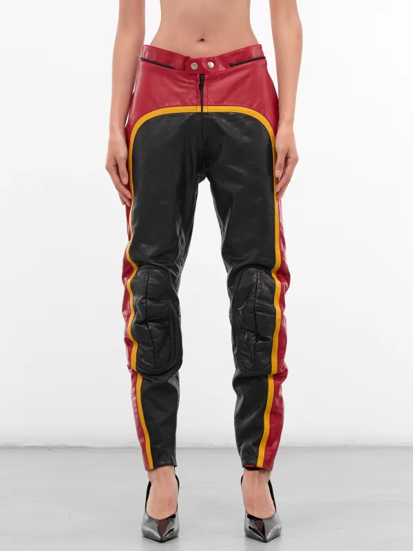 Black Leather Biker Slim Pants (PA01036-0015-BLACK) sold by lorenzo