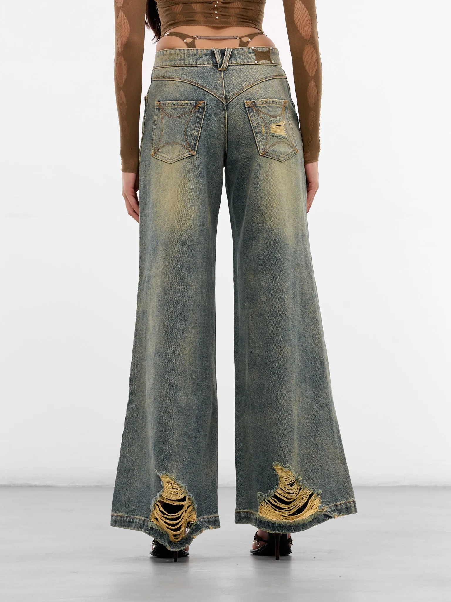 Blue Denim G-String Baggy Jeans (RAW25WV20B-GREY-BLUE) sold by lorenzo product image thumbnail 3