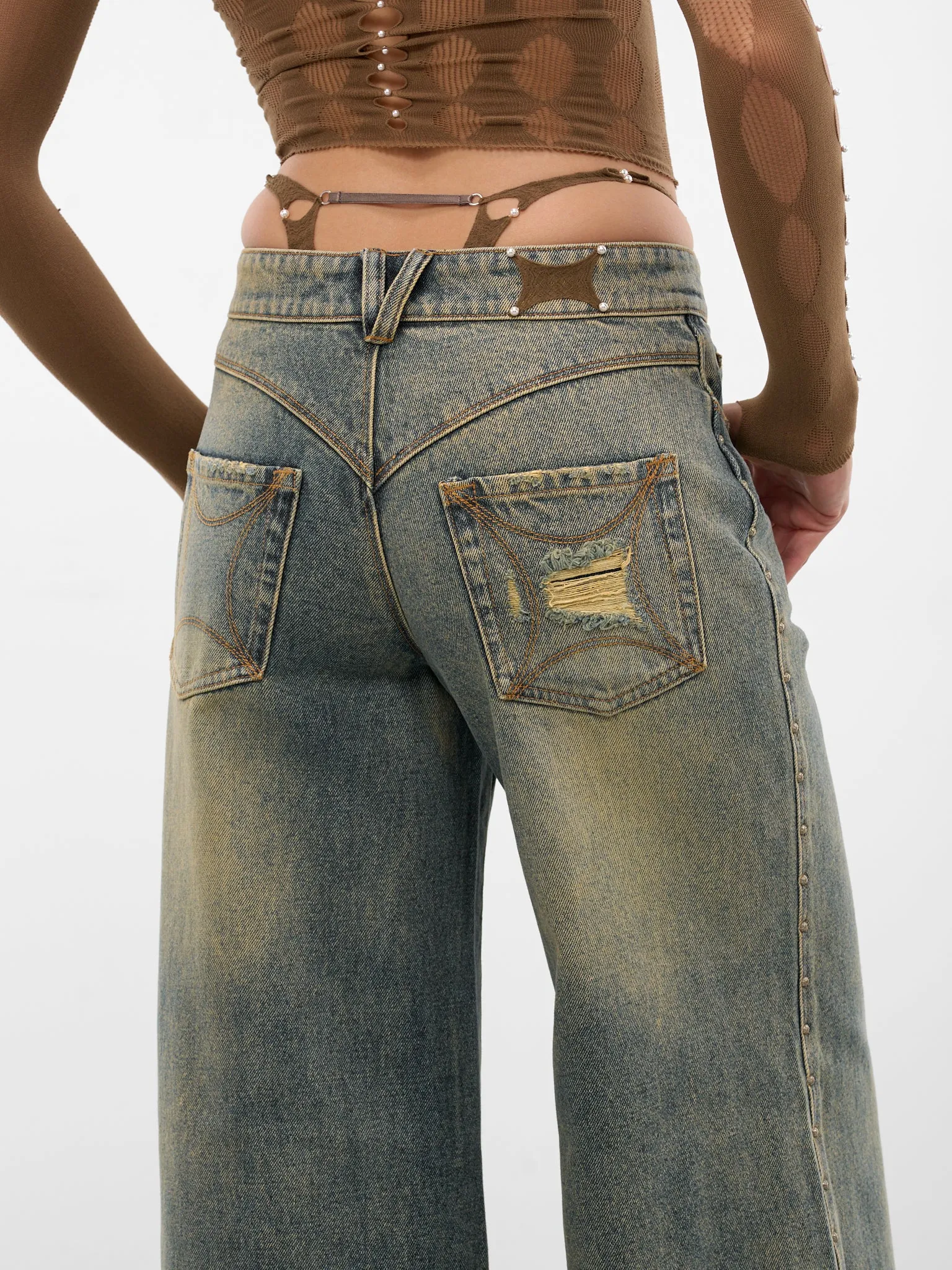 Blue Denim G-String Baggy Jeans (RAW25WV20B-GREY-BLUE) sold by lorenzo product image thumbnail 5