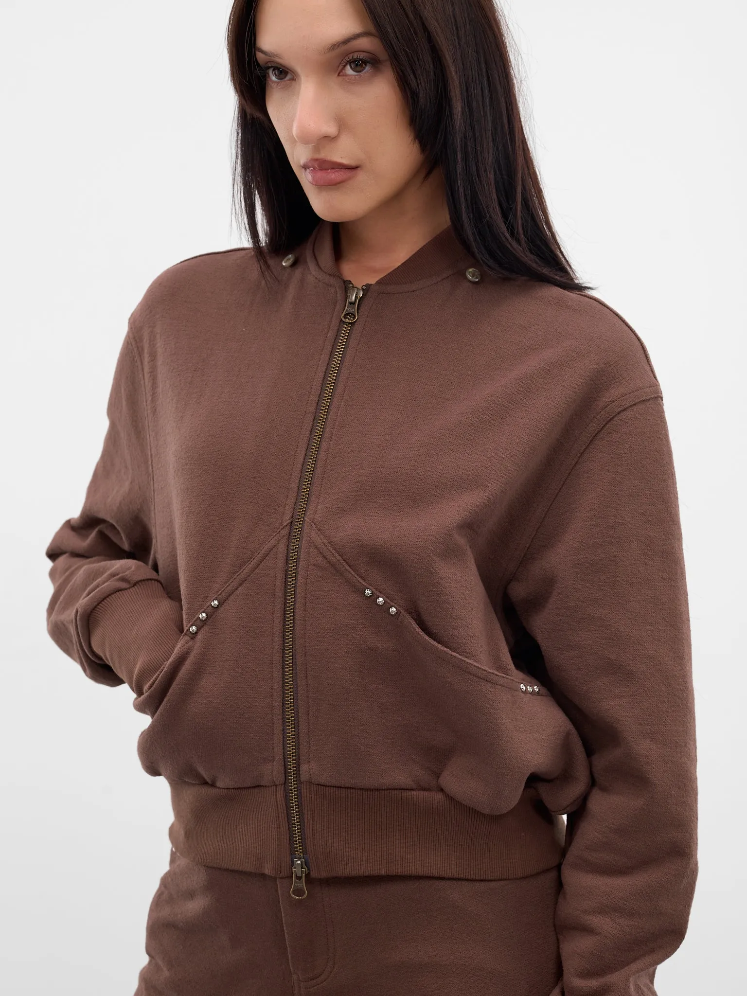 Chocolate Detachable Hood Bomber Jacket (RAW25WV12C-CHOCOLATE) sold by lorenzo product image thumbnail 4