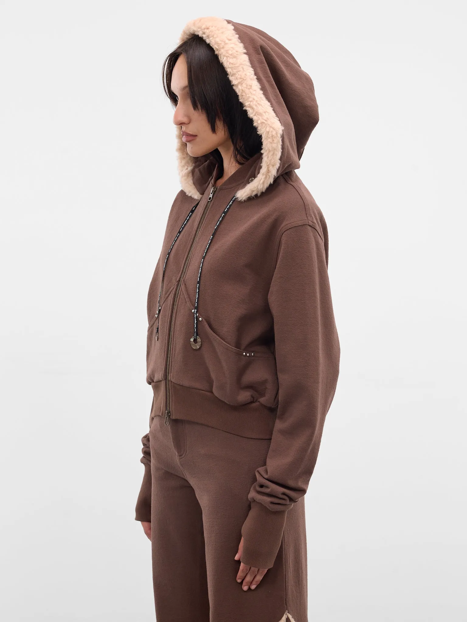 Chocolate Detachable Hood Bomber Jacket (RAW25WV12C-CHOCOLATE) sold by lorenzo product image thumbnail 2