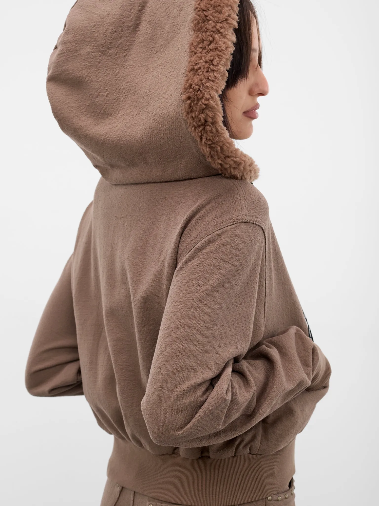 Taupe Detachable Hood Bomber Jacket (RAW25WV12A-TAUPE) sold by lorenzo product image thumbnail 5