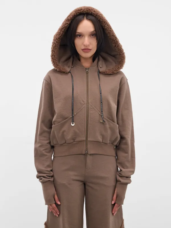 Taupe Detachable Hood Bomber Jacket (RAW25WV12A-TAUPE) sold by lorenzo