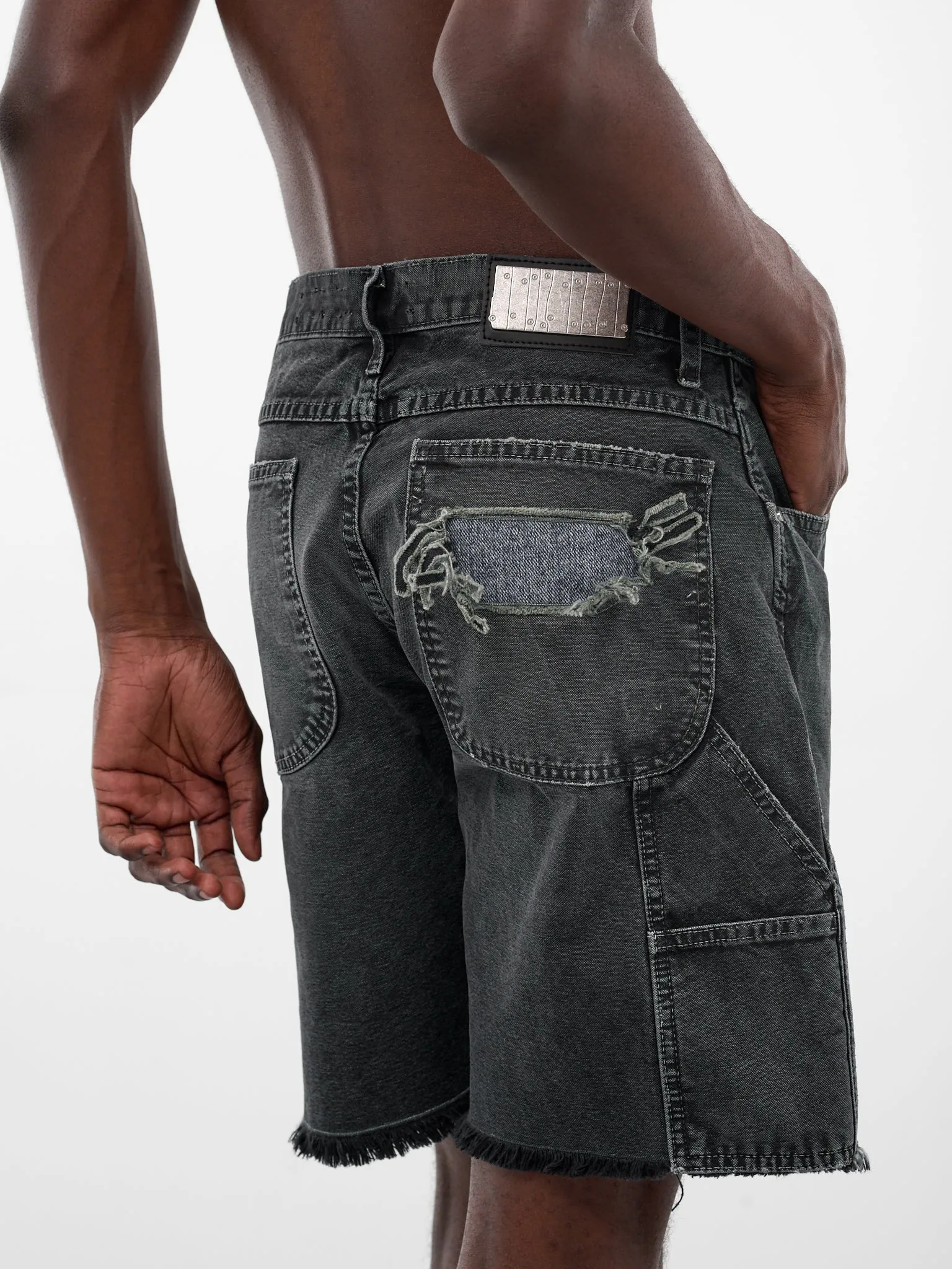 Gray Chopper Distressed Denim Shorts (CHOPPER-SHORTS-GRAY) sold by lorenzo product image thumbnail 5