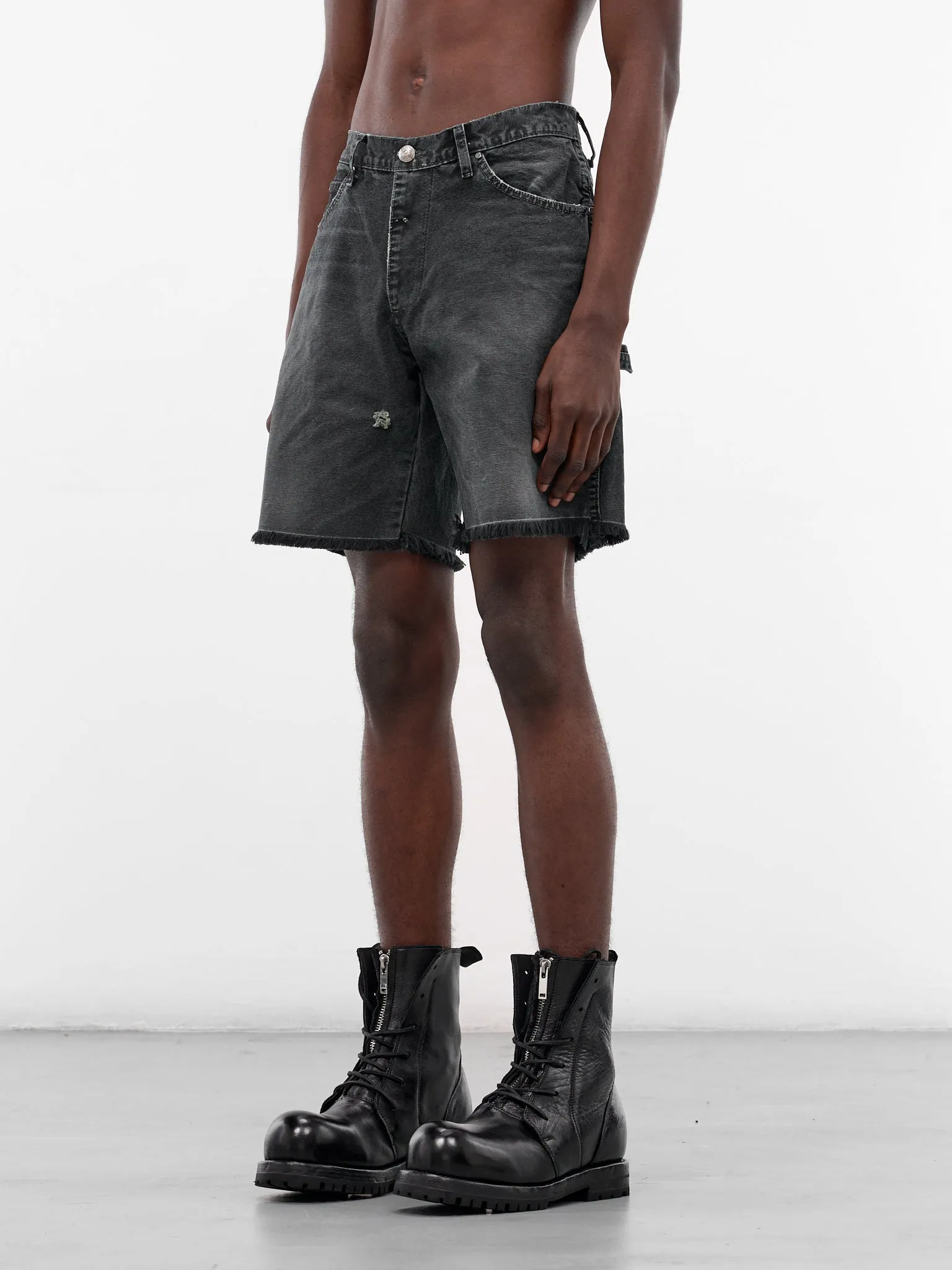Gray Chopper Distressed Denim Shorts (CHOPPER-SHORTS-GRAY) sold by lorenzo product image thumbnail 2
