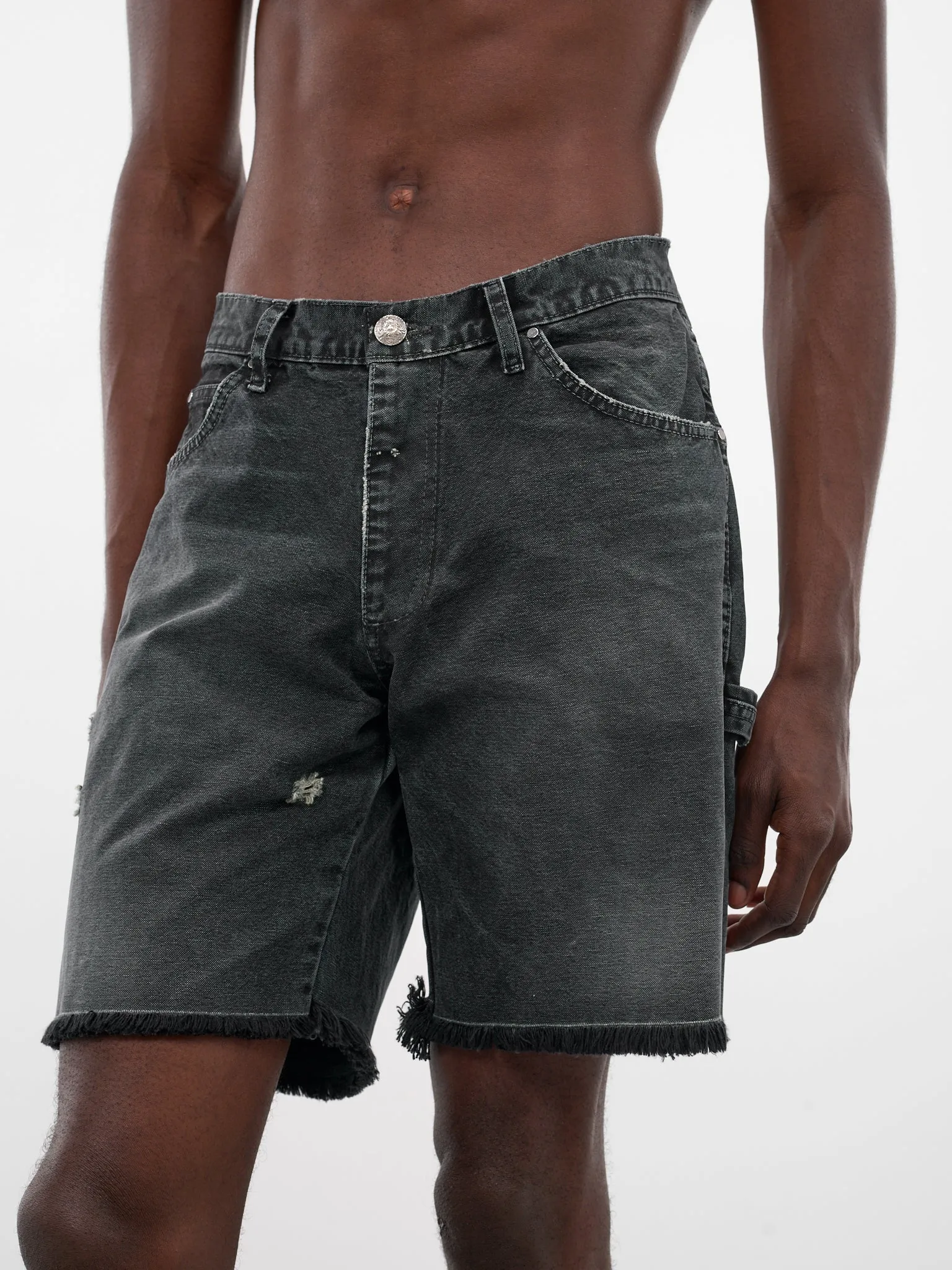 Gray Chopper Distressed Denim Shorts (CHOPPER-SHORTS-GRAY) sold by lorenzo product image thumbnail 4