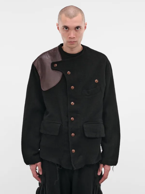 Black Wool Asymmetric Jacket (25FW-JK-08-BLACK) sold by lorenzo