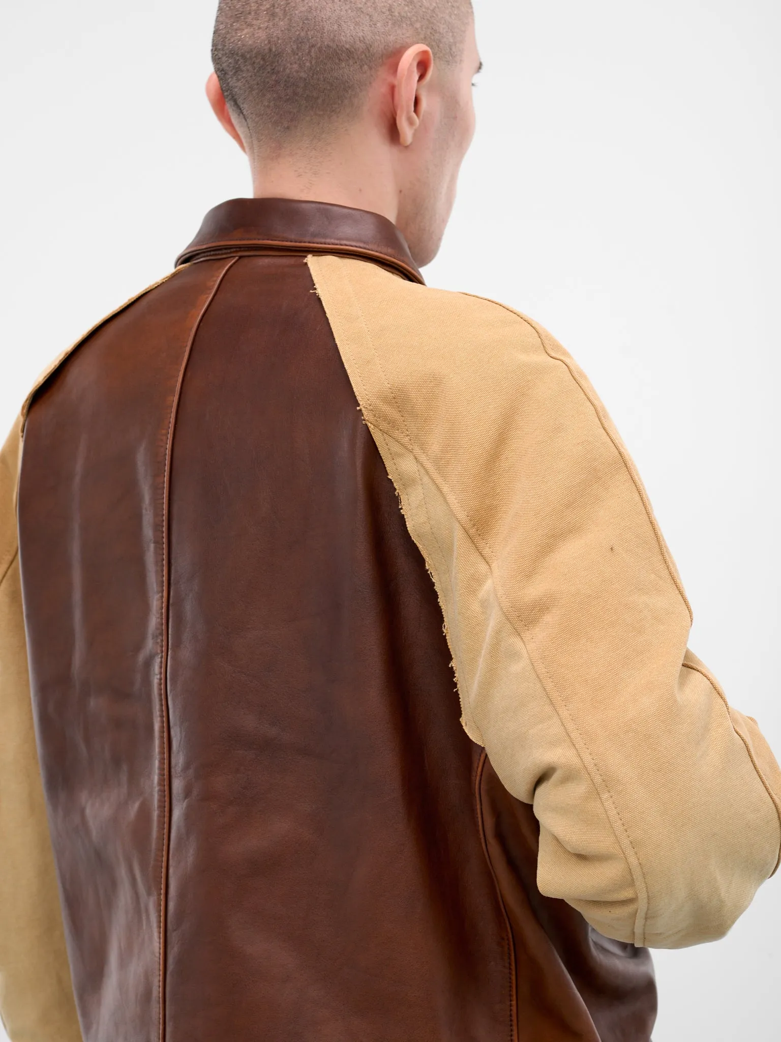 Brown Deconstructed Vintage Leather Jacket (25FW-JK-11-BROWN) sold by lorenzo product image thumbnail 5