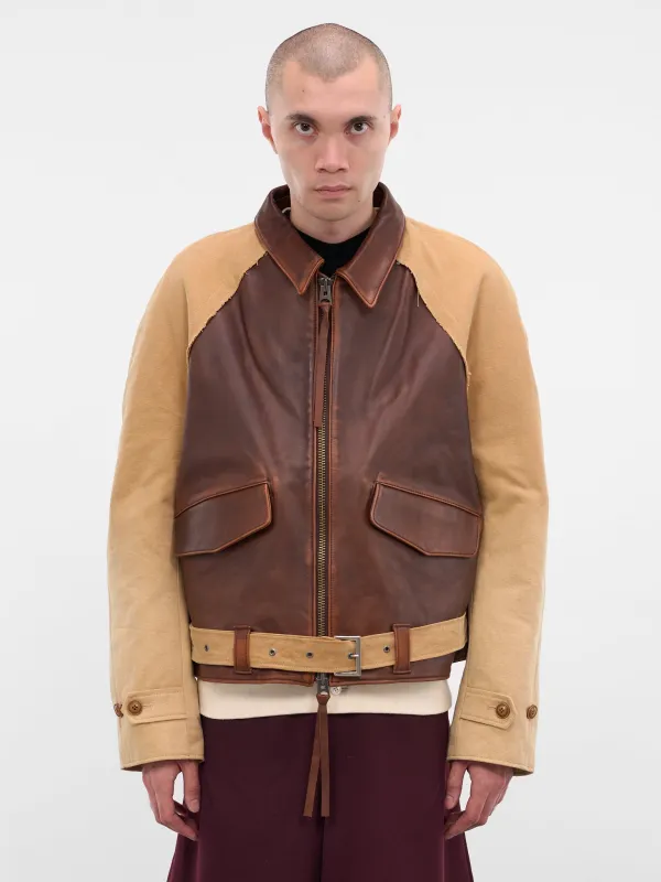 Brown Deconstructed Vintage Leather Jacket (25FW-JK-11-BROWN) sold by lorenzo