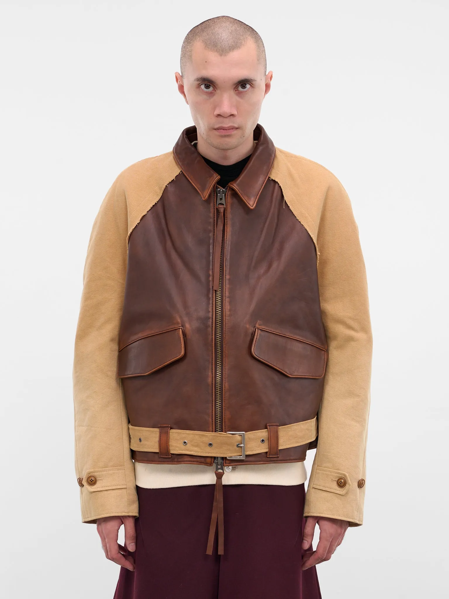 Brown Deconstructed Vintage Leather Jacket (25FW-JK-11-BROWN) sold by lorenzo