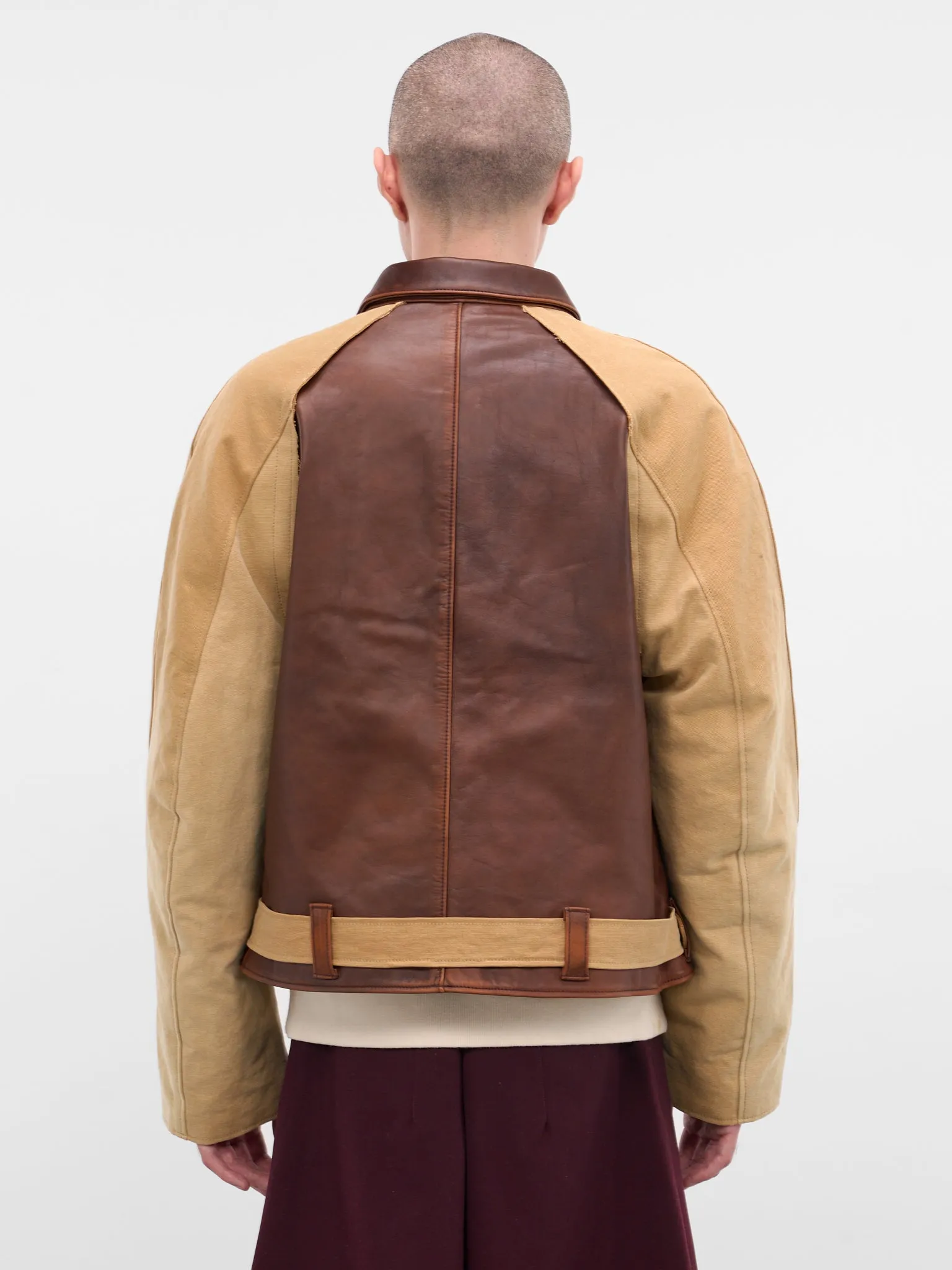 Brown Deconstructed Vintage Leather Jacket (25FW-JK-11-BROWN) sold by lorenzo product image thumbnail 3