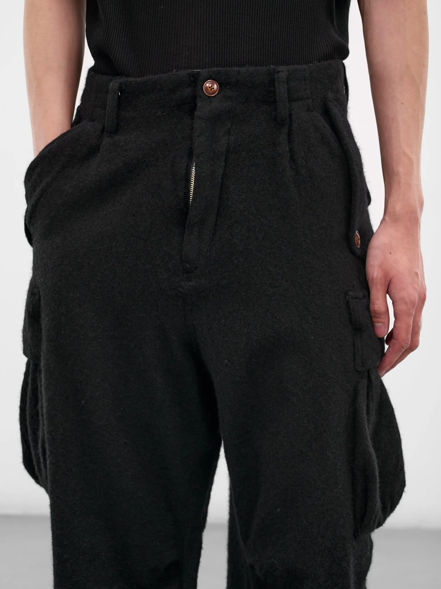 Black Wool Cargo Pants (25FW-P-06-BLACK) sold by lorenzo product image thumbnail 4