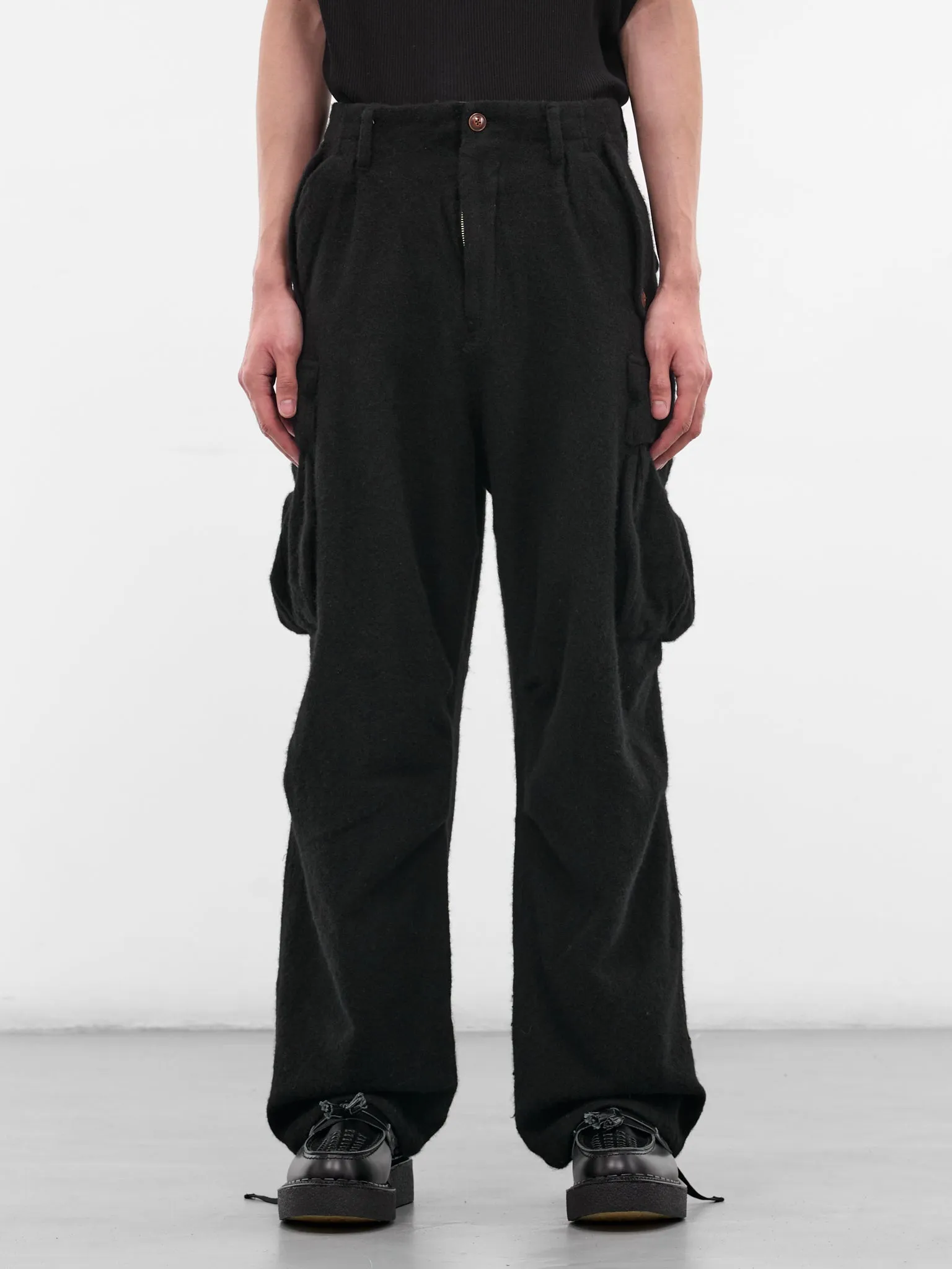 Black Wool Cargo Pants (25FW-P-06-BLACK) sold by lorenzo